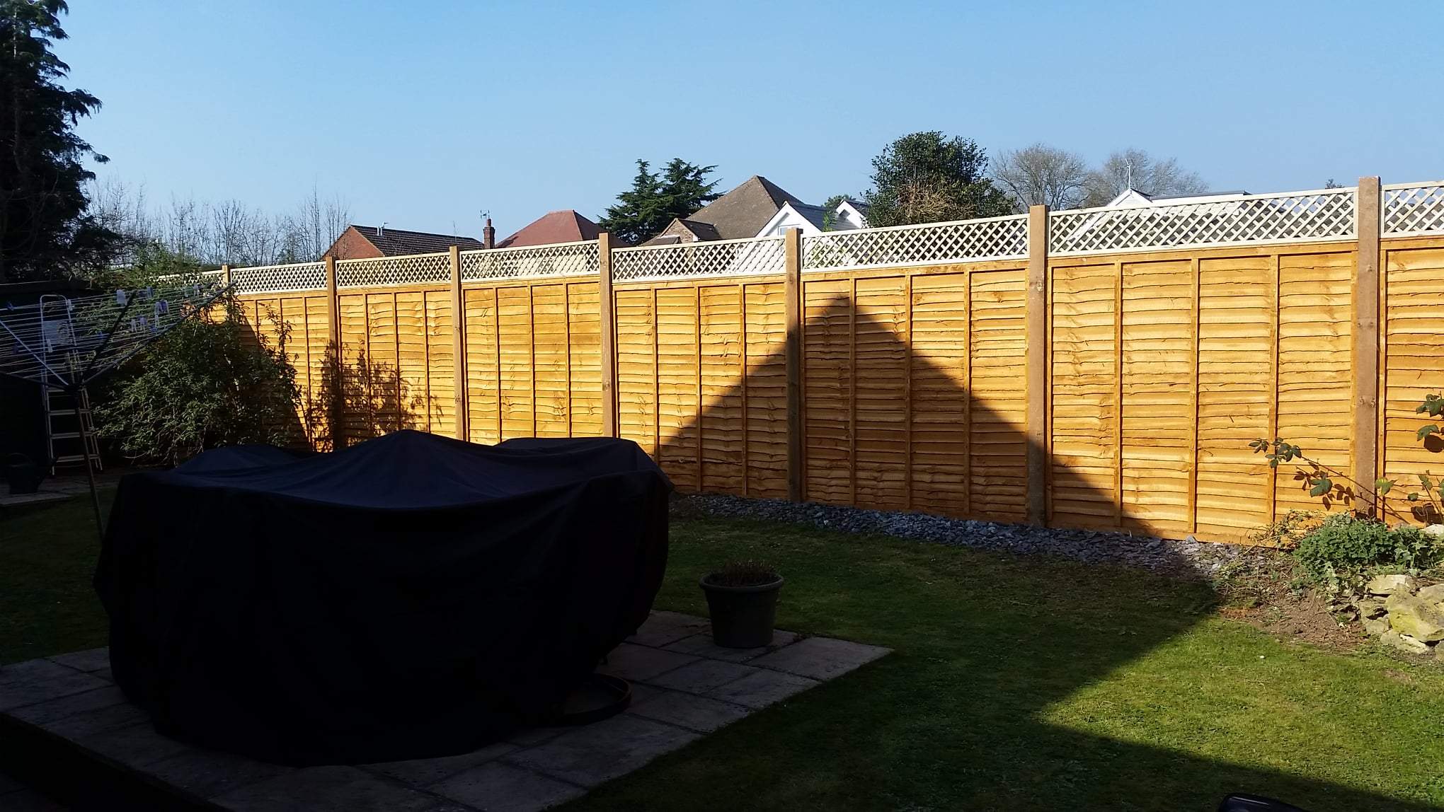 diagonal trellis, wooden posts, Fencing installed in Maidstone