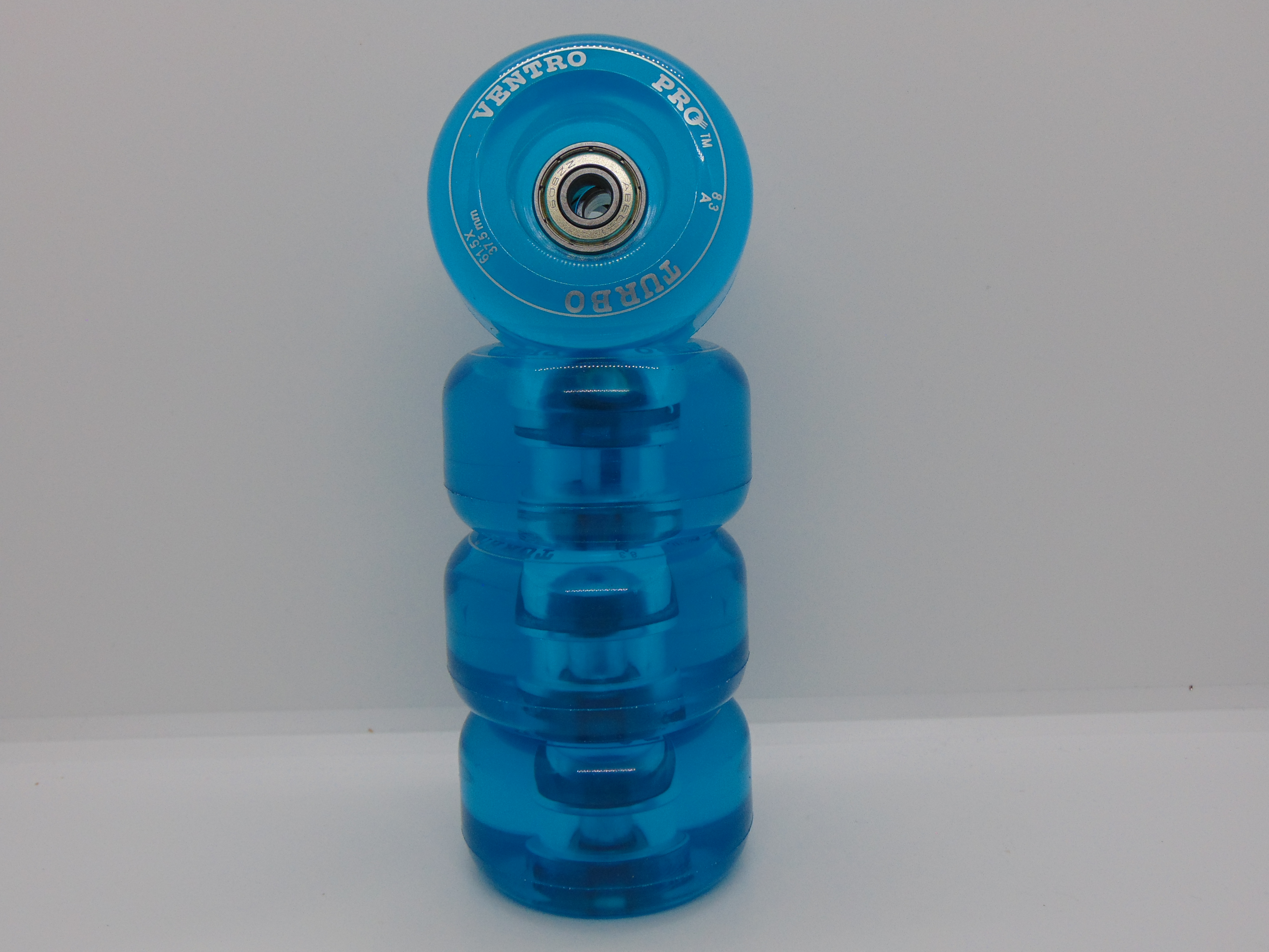 Ventro Pro Turbo Roller Skate Wheels Clear Teal Set of 4 or 8 Optional Bearings