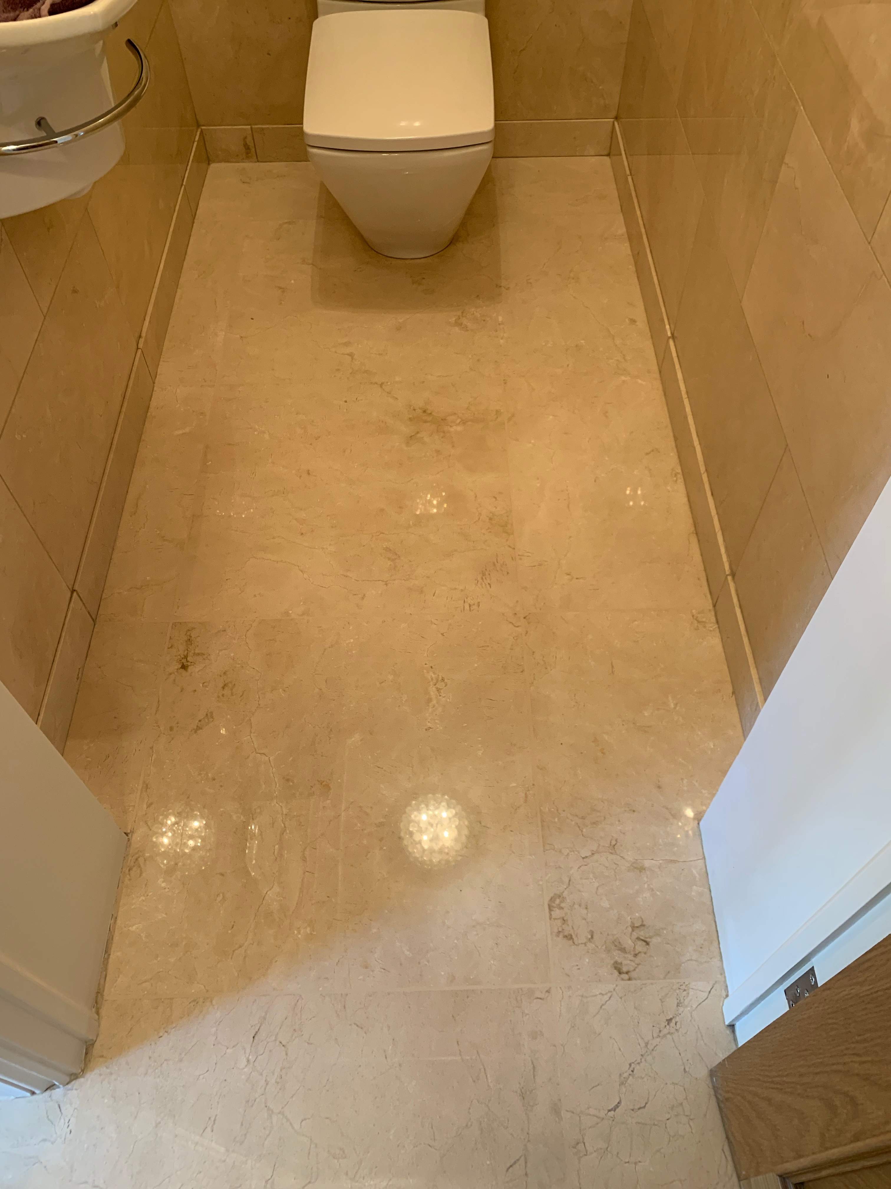 Marble restoration toilet floor after