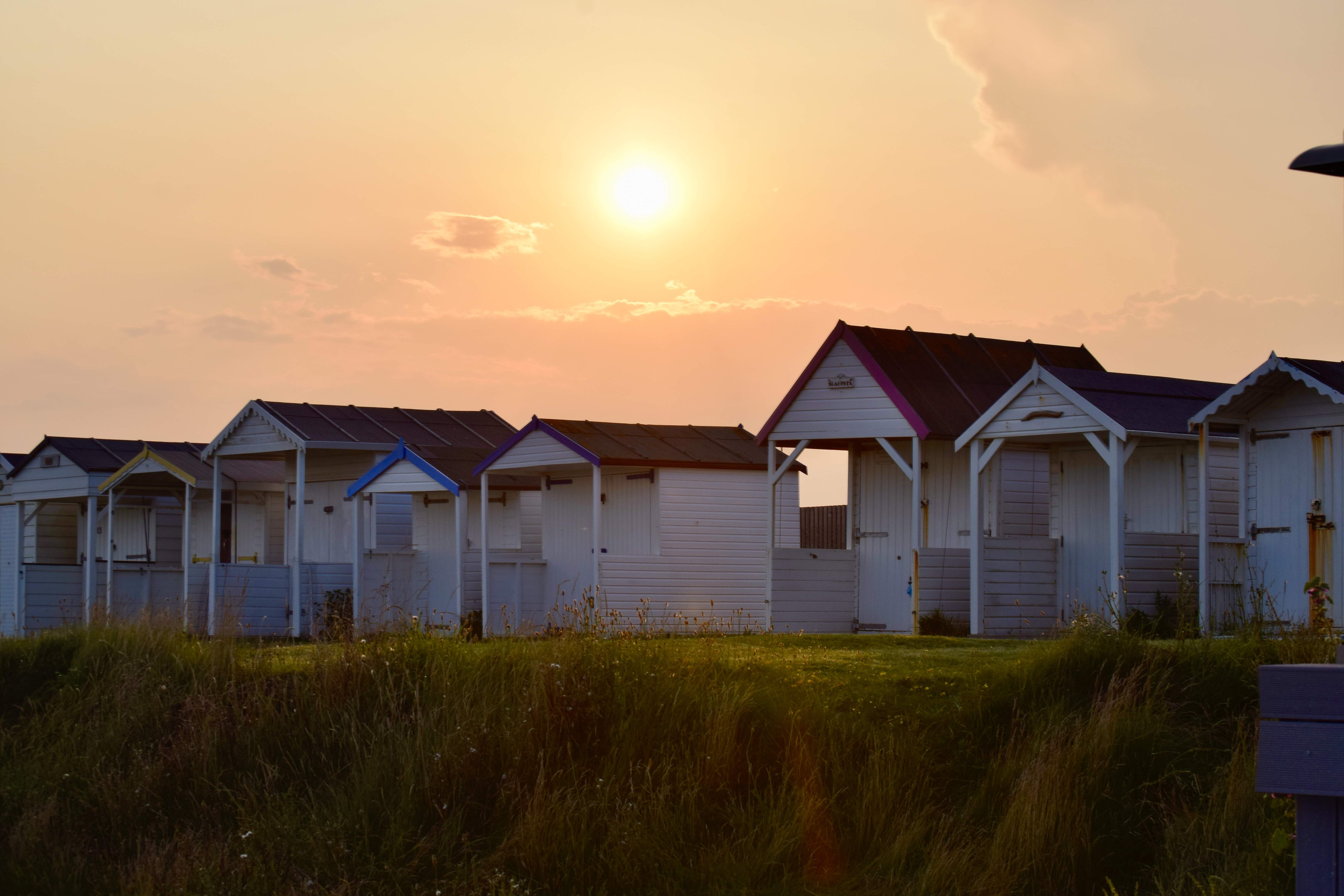 Beach Huts at sunser, south coast UK