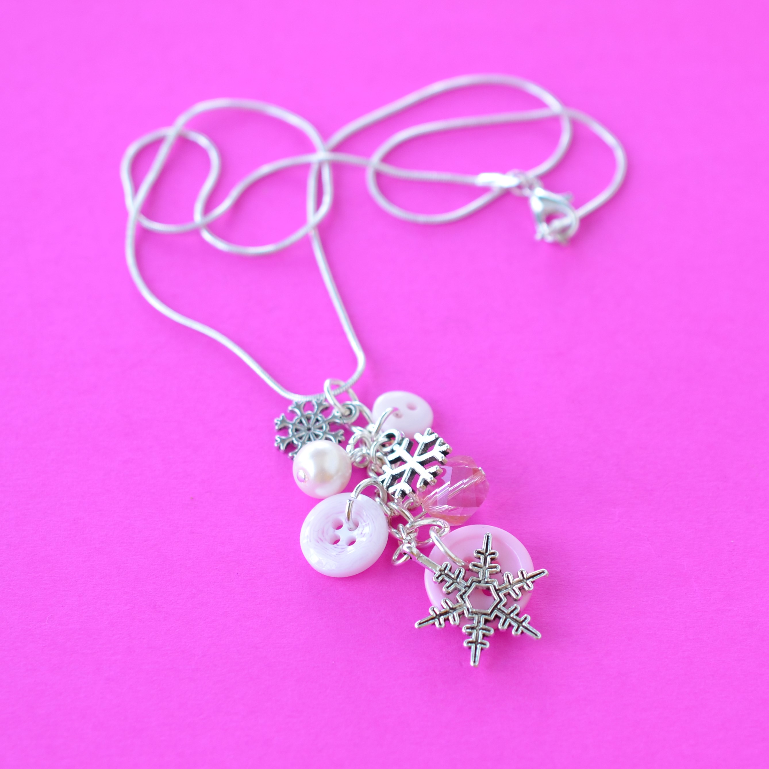 Pale Pink Snowflake Cluster Pendant