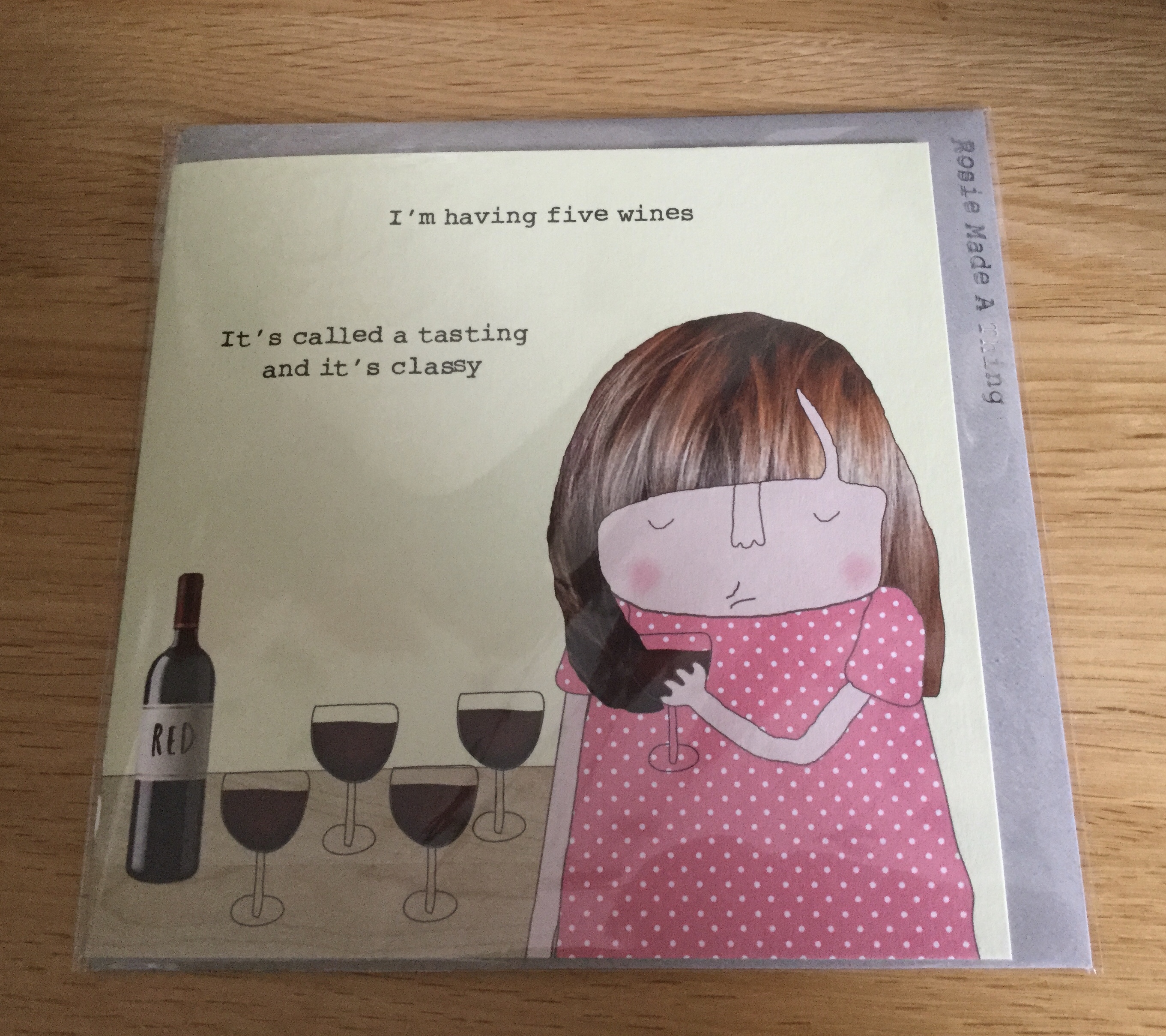 I’m having 5 wines greeting card