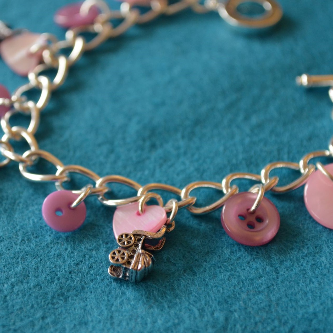 New Baby Button Charm Bracelet Baby Shower