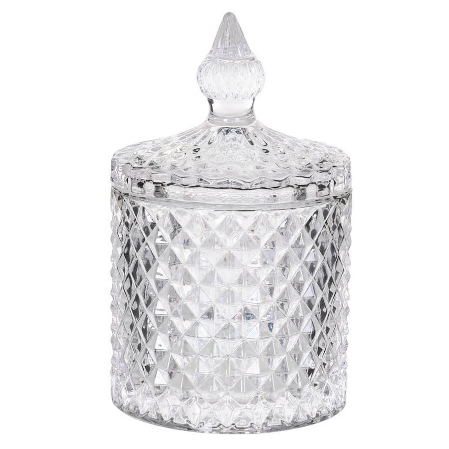 Small Cut Glass Jar with Lid