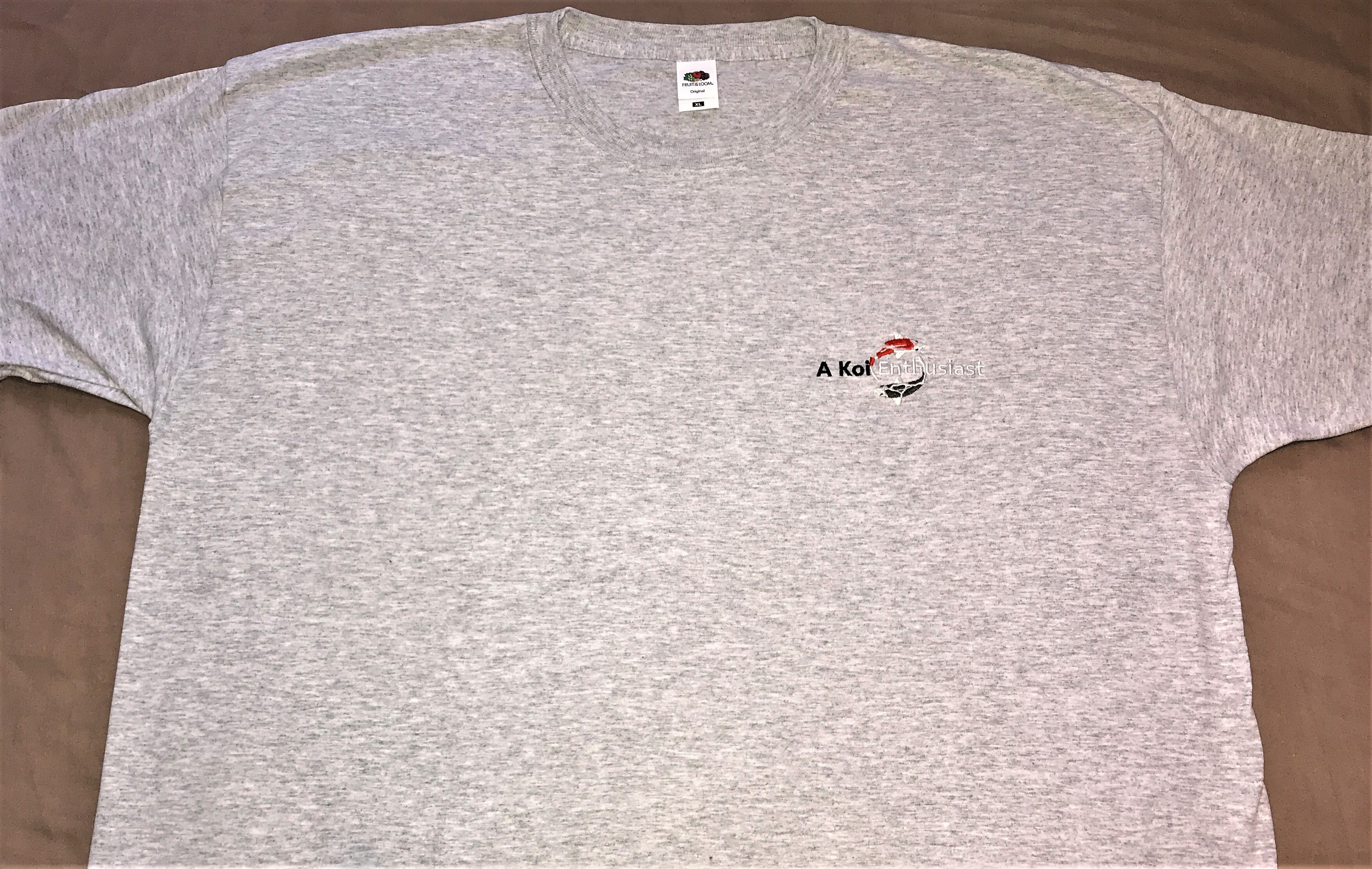 Heather Grey "A Koi Enthusiast" Embroidered Fruit of the Looms T Shirt