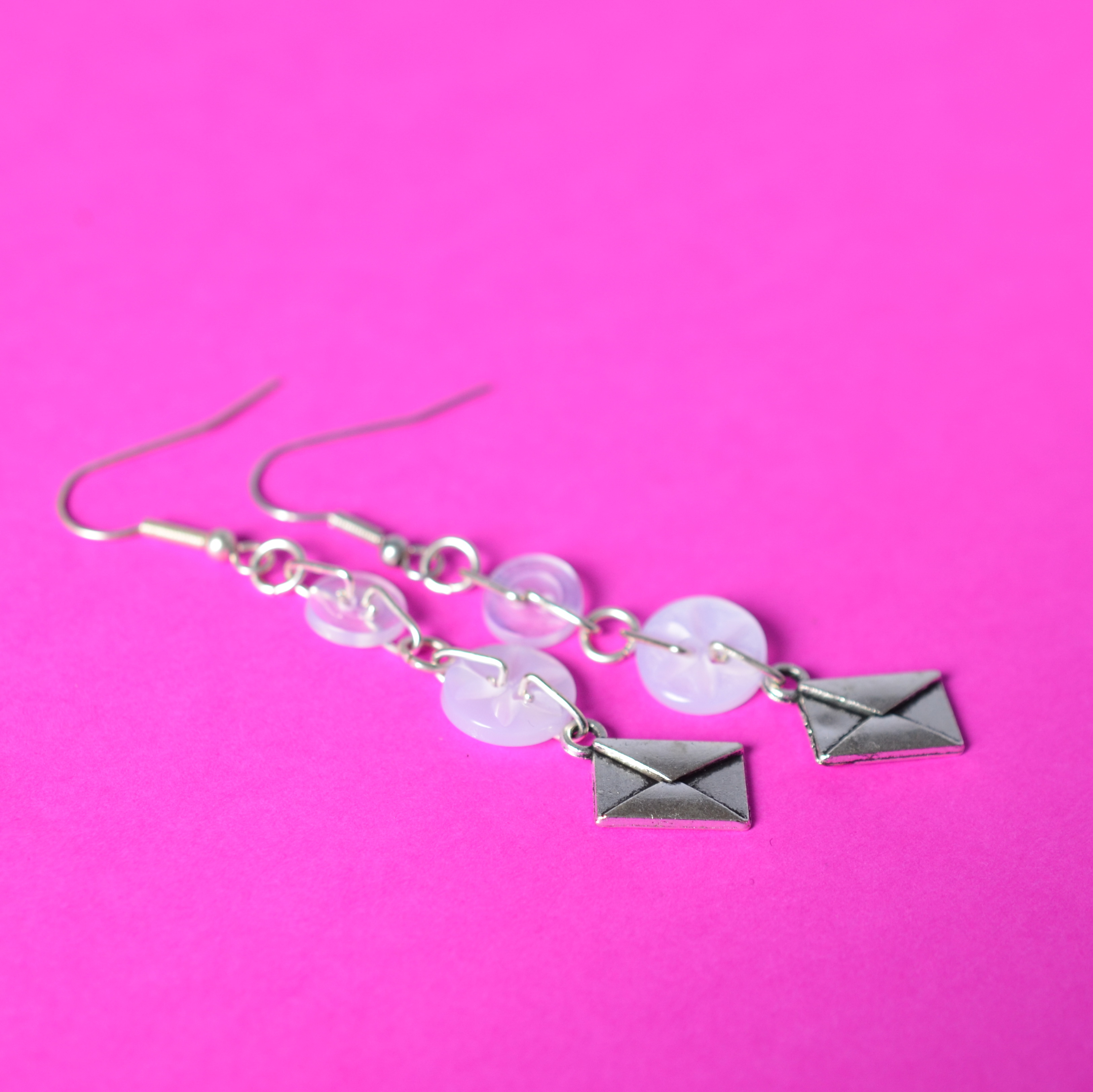 Letter Two Button Charm Earrings