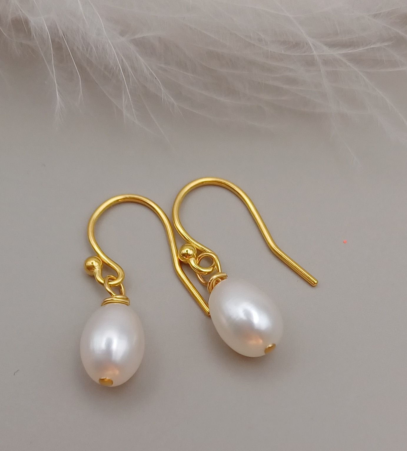 EARRINGS - Gold Vermeil Pearl Drop Earrings