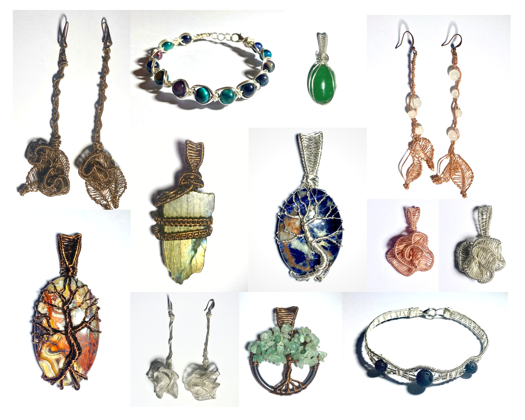 A selection of stunning wire wrapped jewellery by Akers of Art