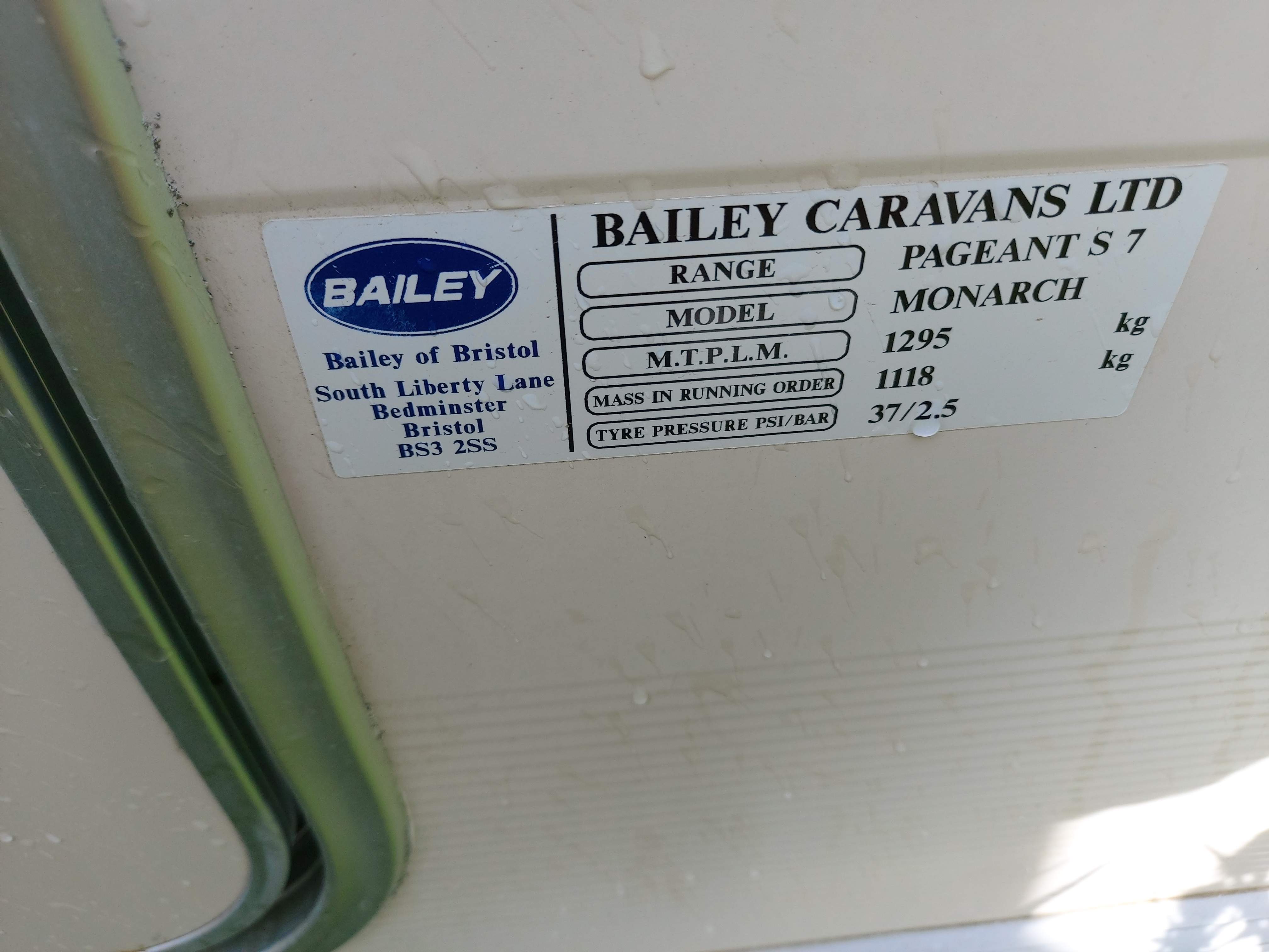 2008 Bailey Pageant Monarch Series 7 2 Berth End Washroom Caravan with Motor Mover