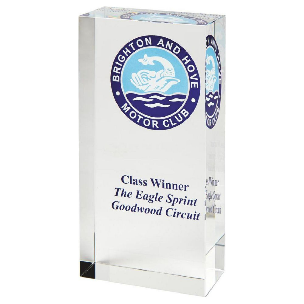 SCS Oblong Clear Glass Award 16cm.