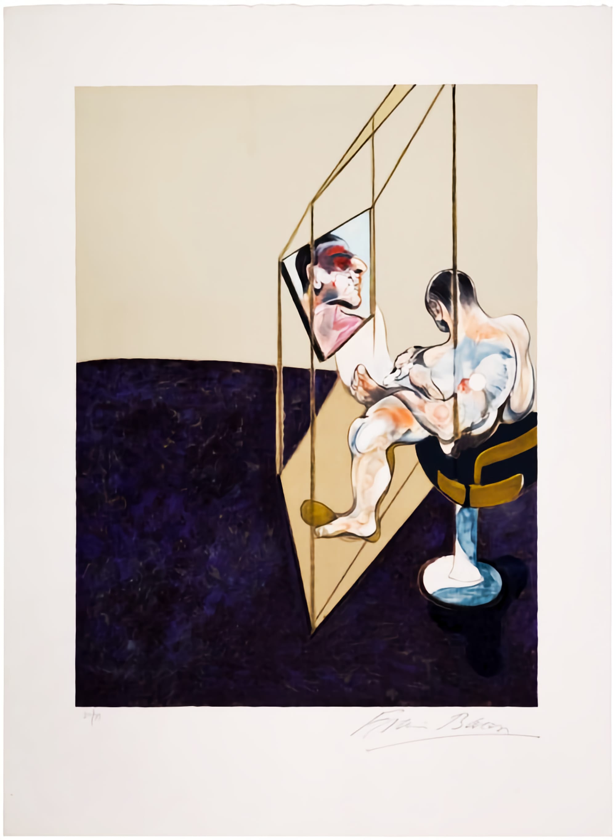 Francis Bacon -  Three Studies of Male Back (One Work - night hand panel of the triptych)
