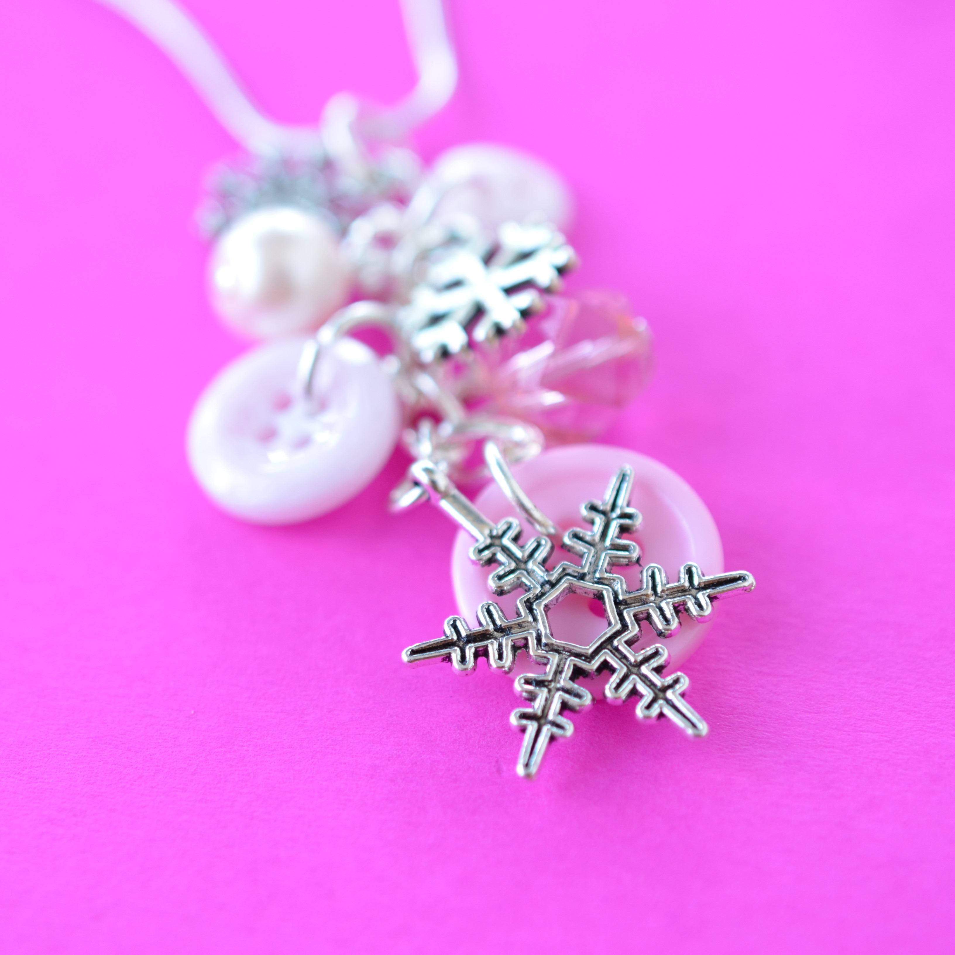 Pale Pink Snowflake Cluster Pendant