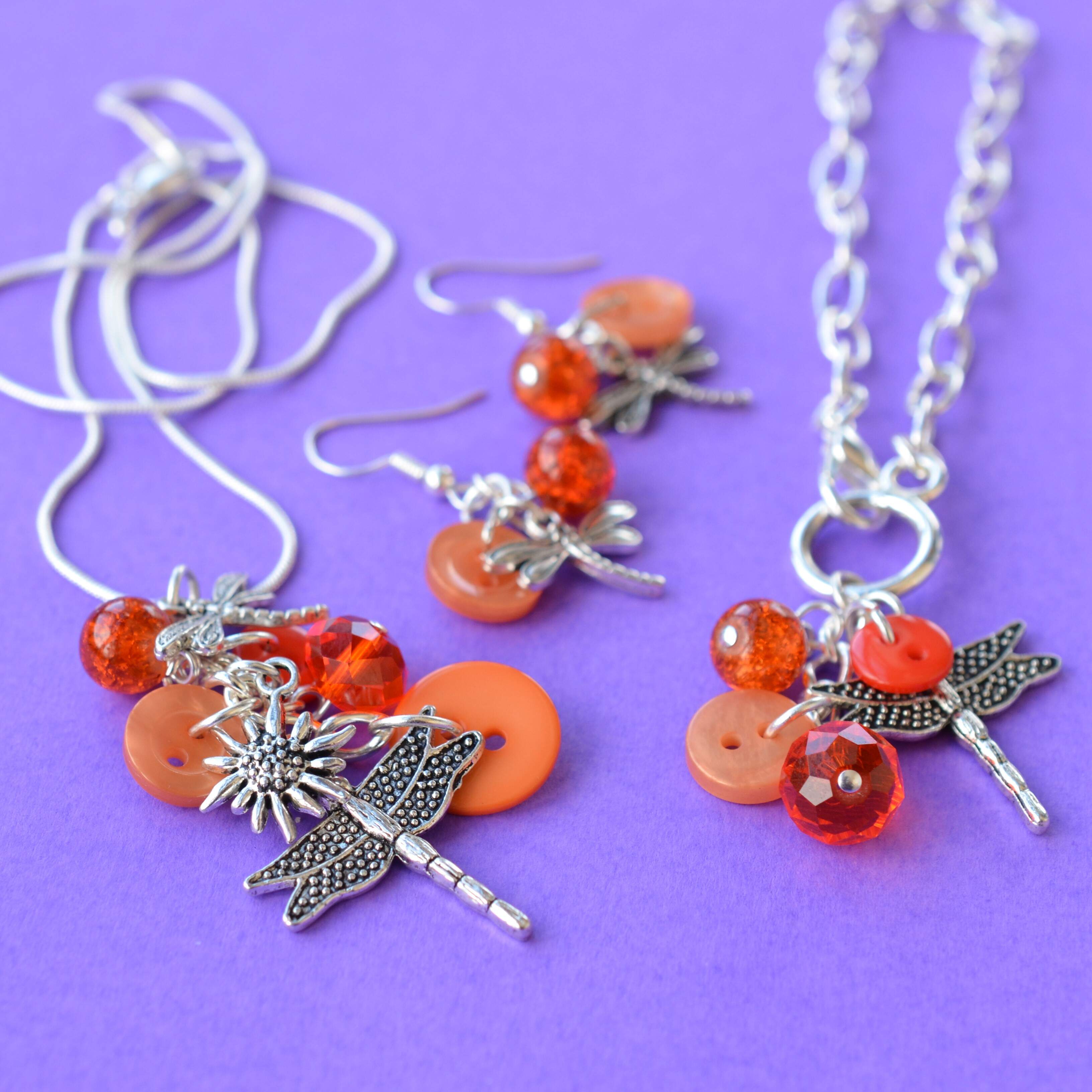 Dragonfly Cluster Button Pendant