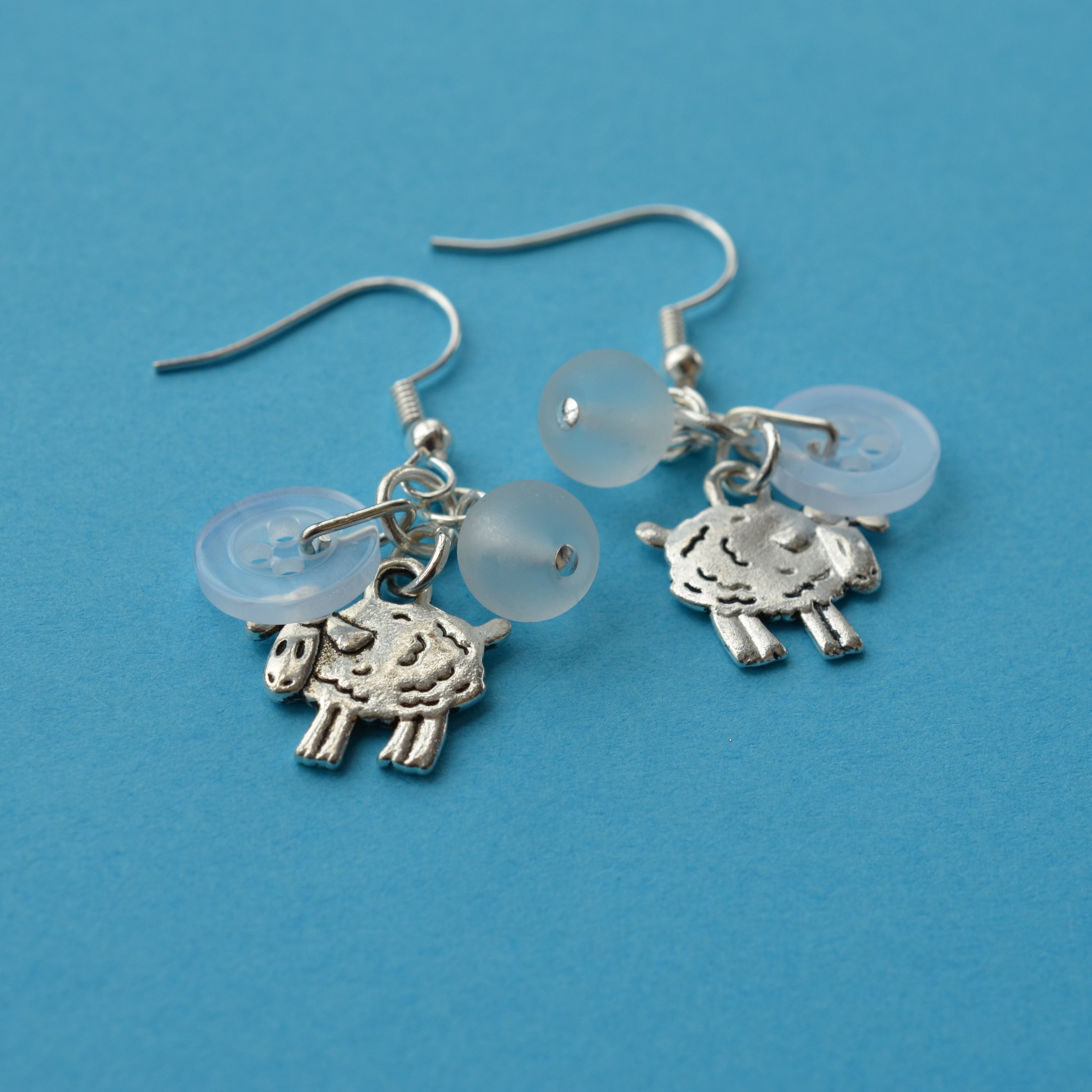 Sheep Cluster Button Charm Earrings