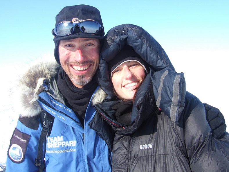 Kev & Claire celebrating at the Magnetic North Pole
