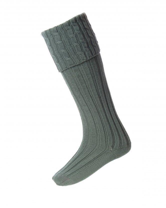 Harris Merino Wool Kilt Socks by House of Cheviot - Ancient Green