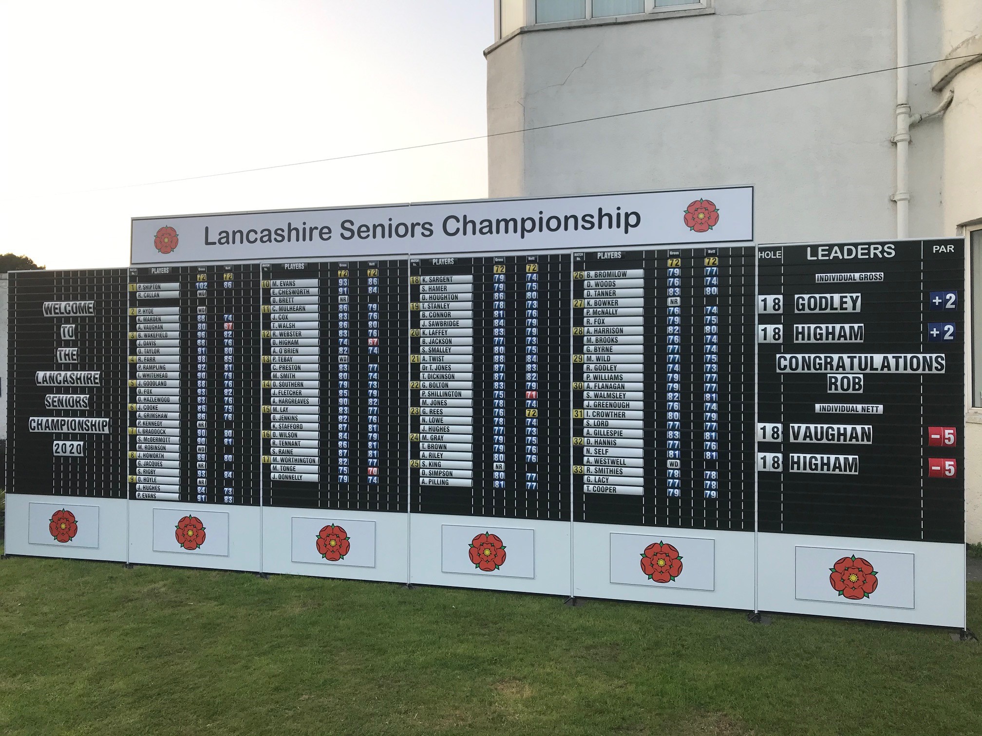 Golf, Scoreboards, Leaderboards, Lancashire, Seniors, Championship, Hire, Davyhulme, Club, Signage