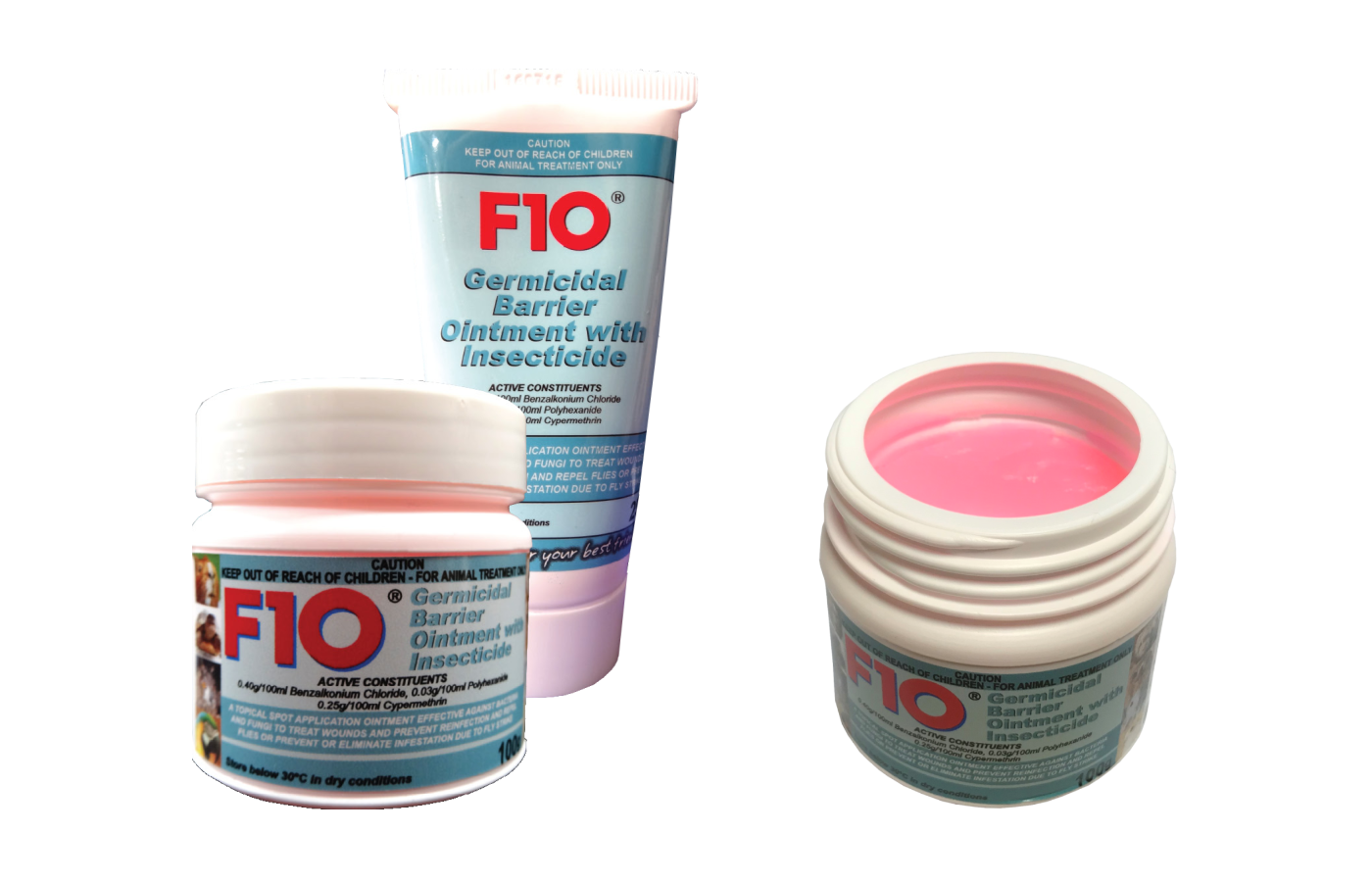 Tubs of F10 Germicidal Barrier Ointment with Insecticide
