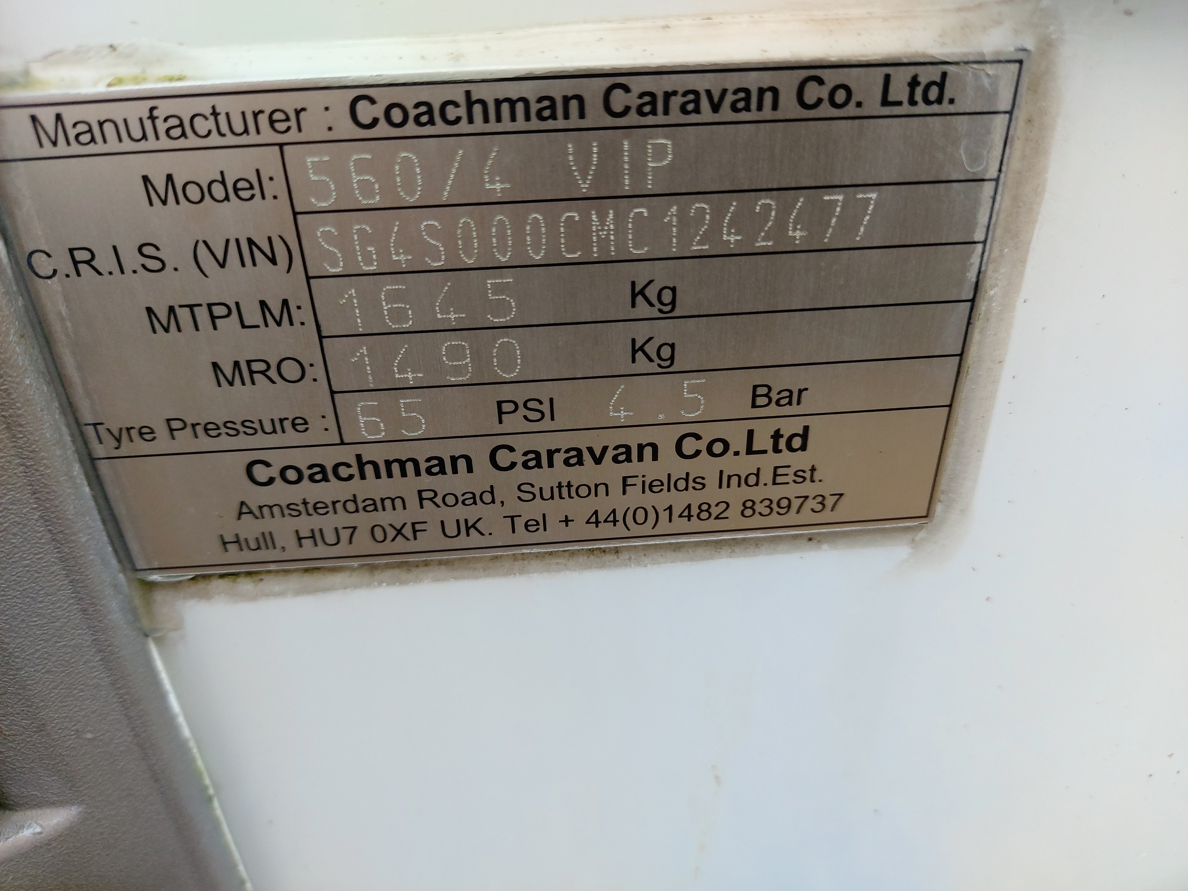 2012 Coachman VIP 560 4 Berth End Washroom Caravan Motor Mover