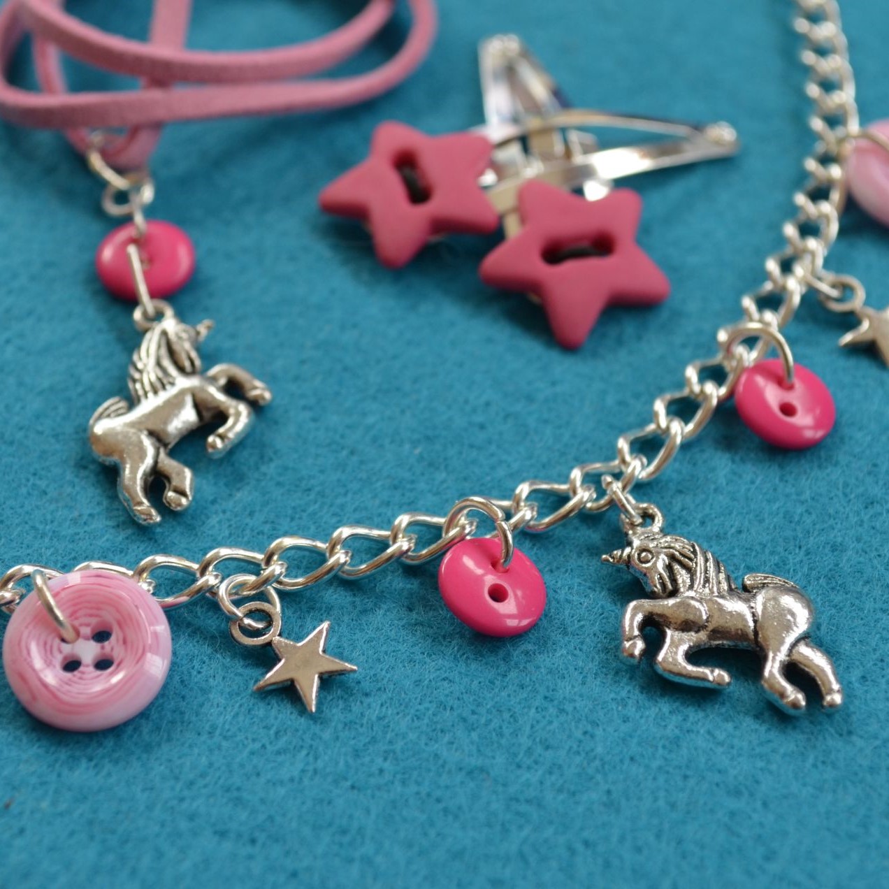 Unicorn Child’s Button Charm Necklace