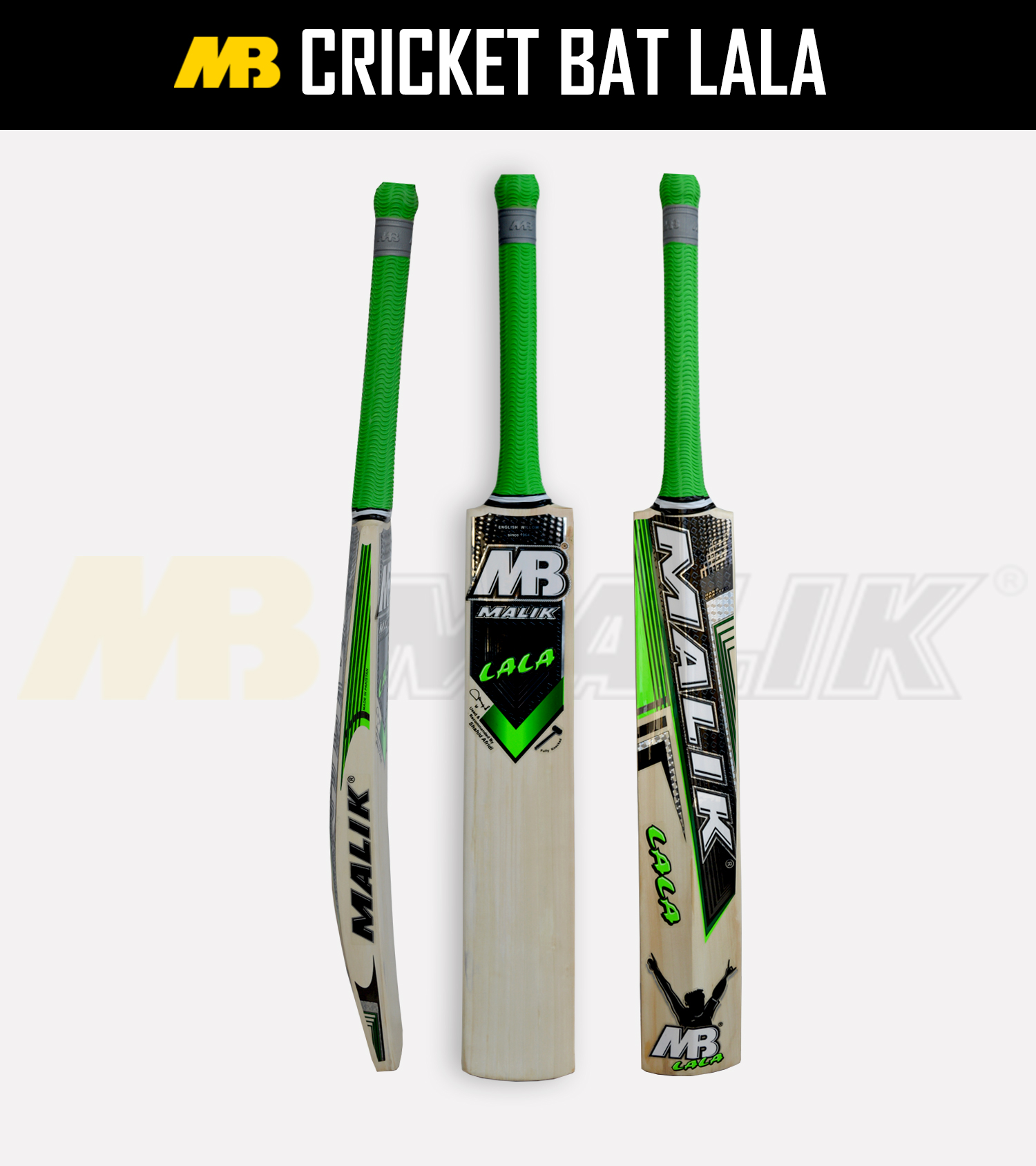 MB Malik LALA Premium English Willow Cricket Bat SH 2.7 Lbs