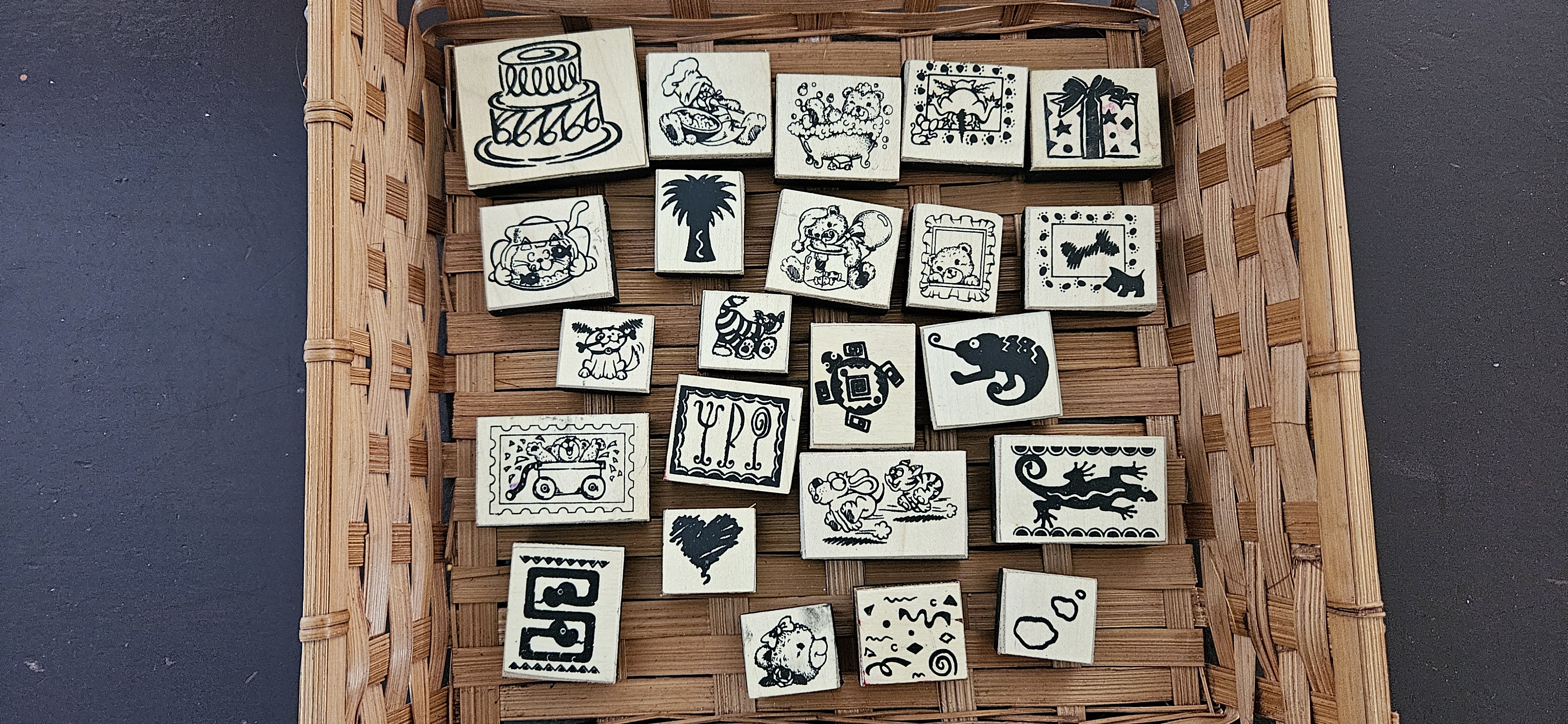 Used Stamp 23 pack - Cartoon creatures/Celebration themes