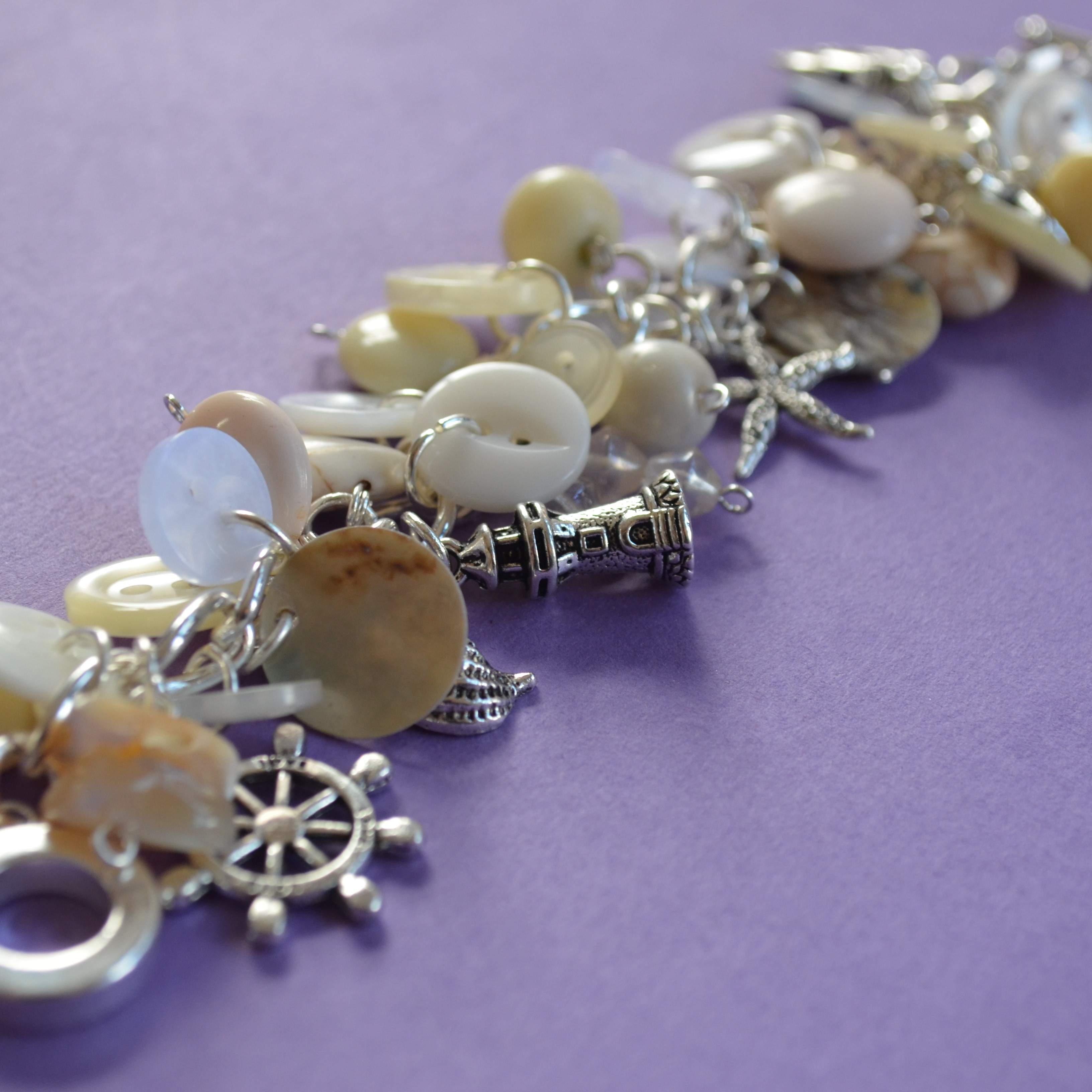 Button, Bead & Nautical themed Charm Bracelet
