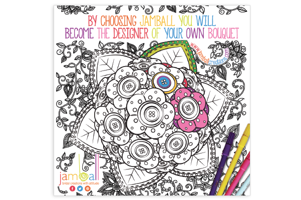 Leaflet Design for Jamball Creations. Inspiration From Adult Colouring Books.