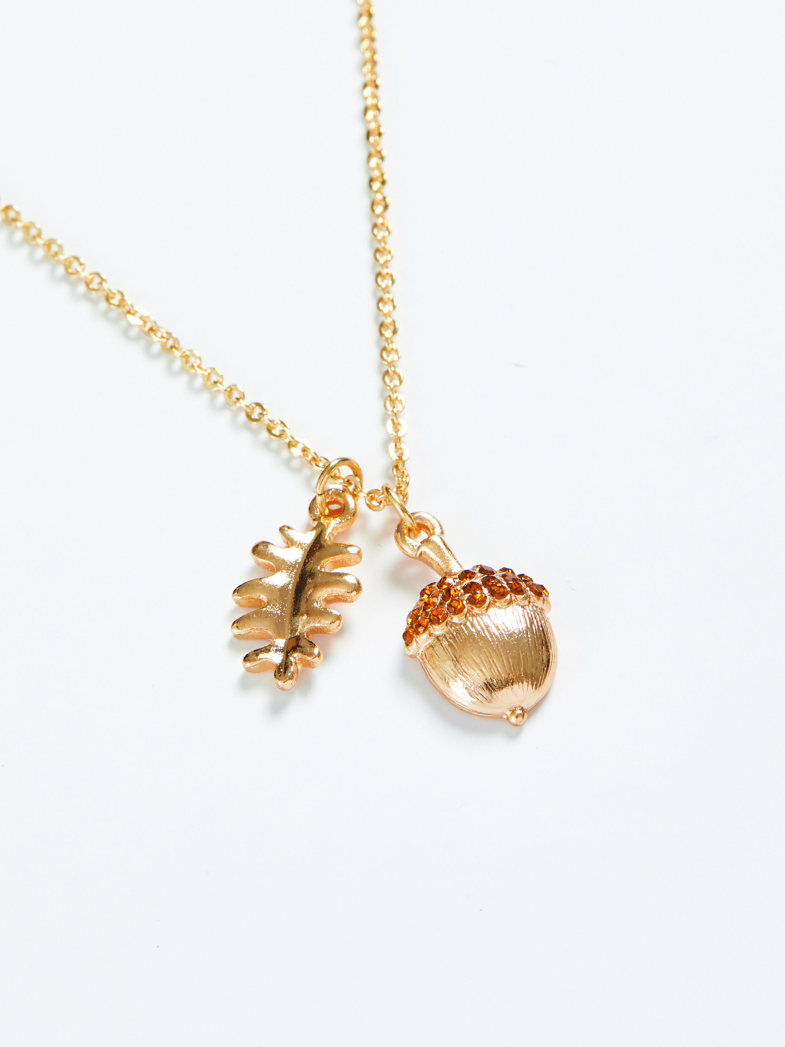 Gold Pave Acorn Necklace