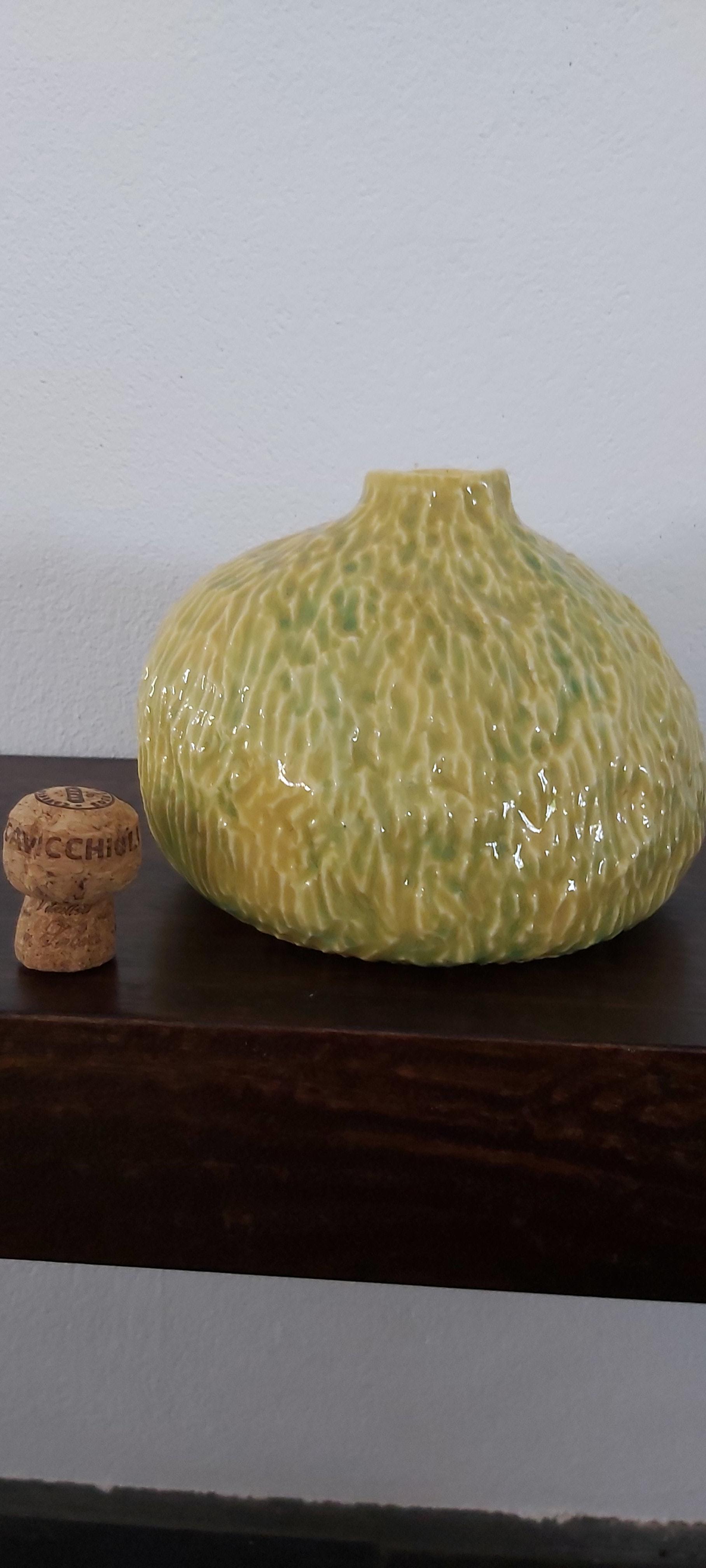 Yellow & green porcelain vase