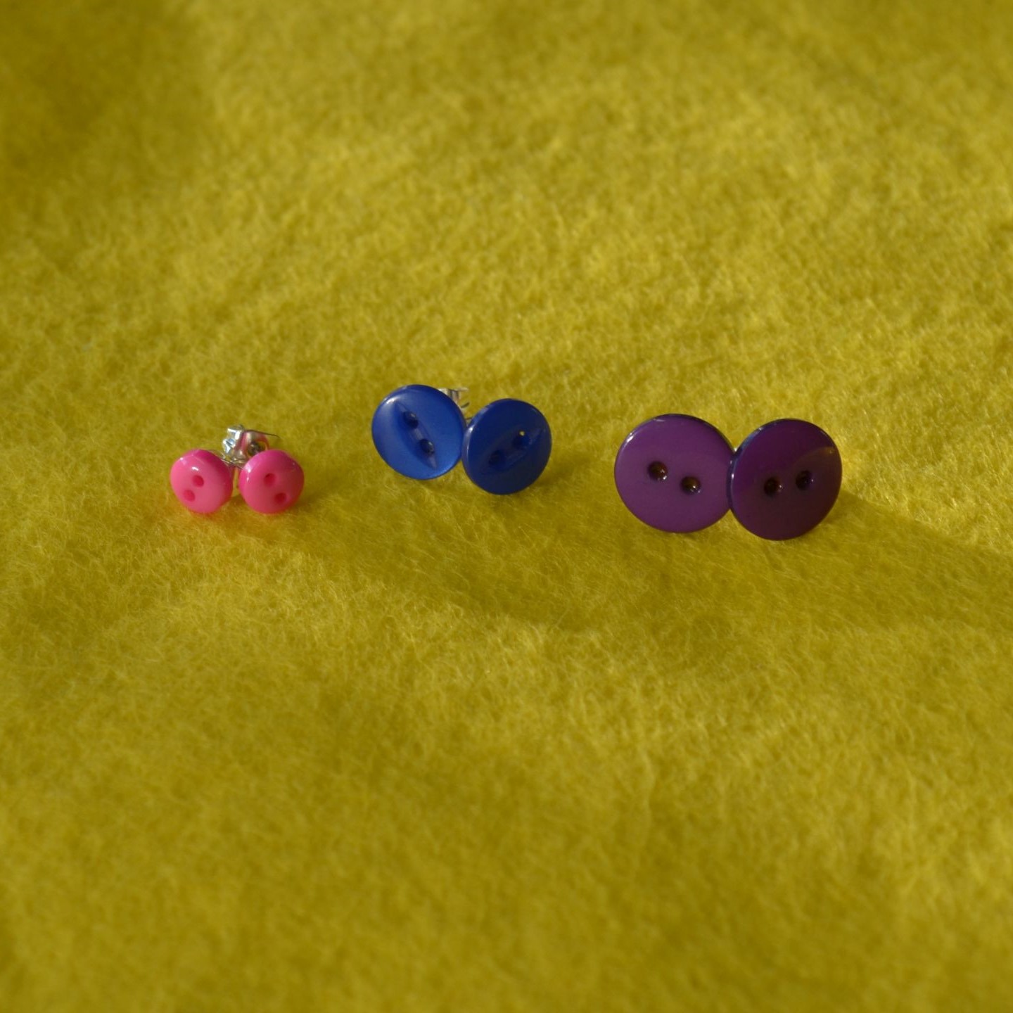 Button Stud Earrings (Choice of Colours & Sizes)
