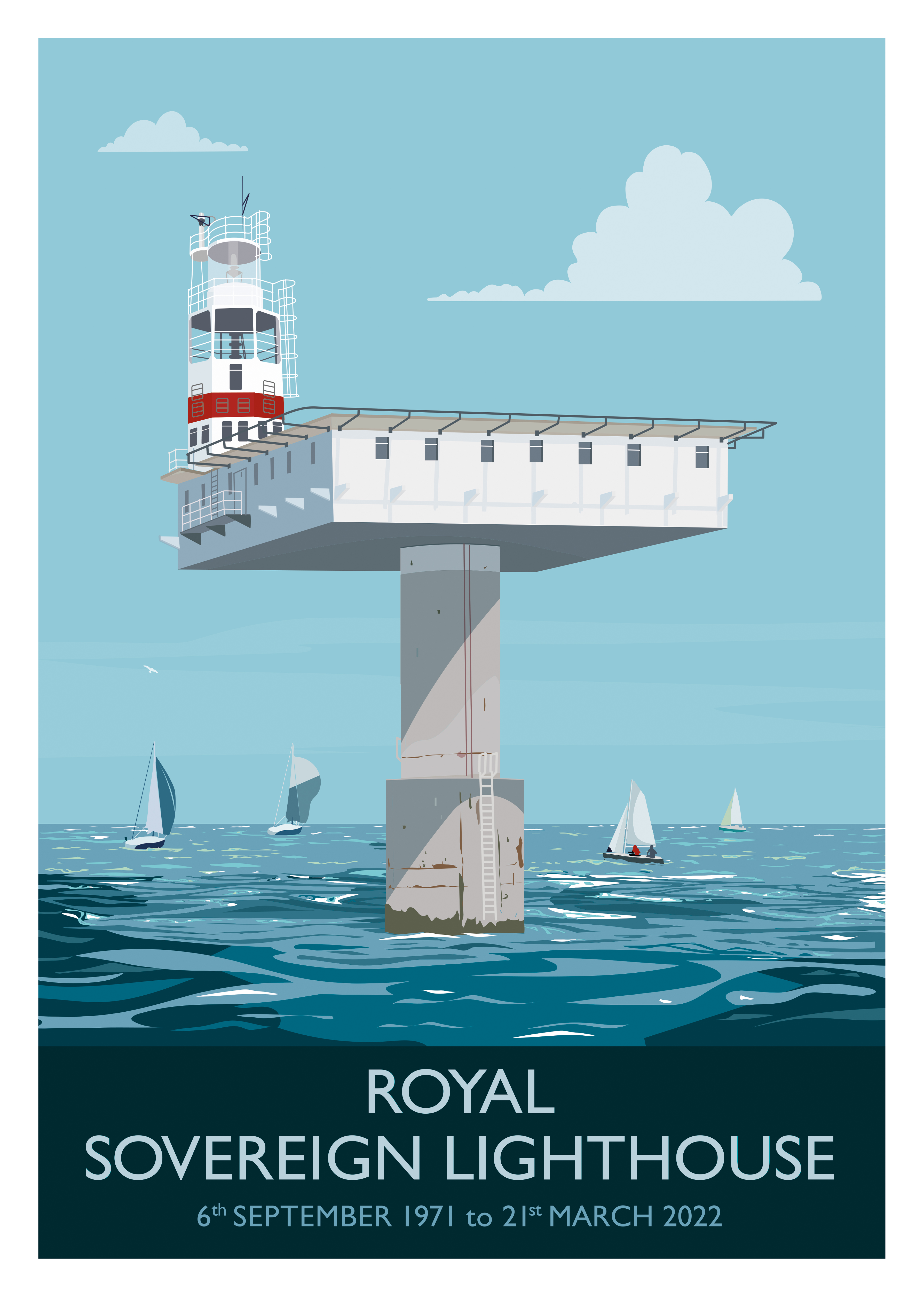 Royal Sovereign Lighthouse - in service  poster Version (A3, A4)