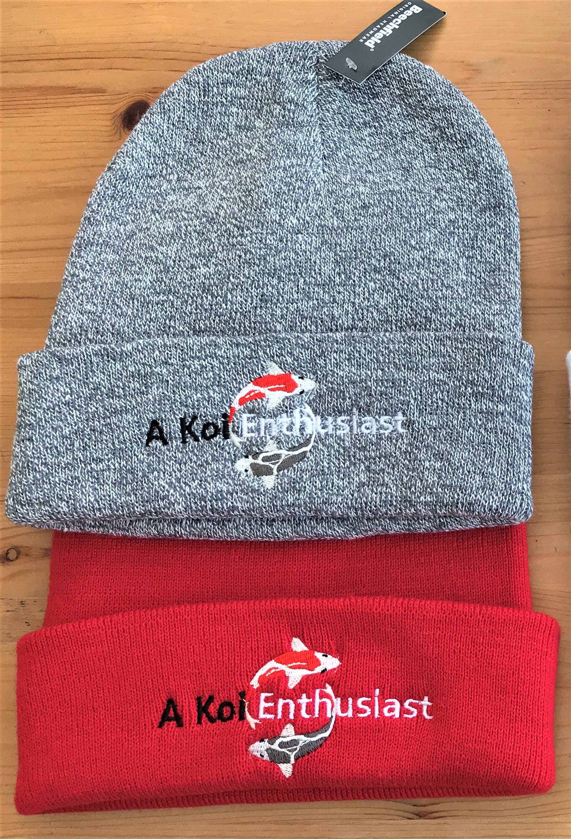 Heather Grey Classic "A Koi Enthusiast" Embroidered Beanie