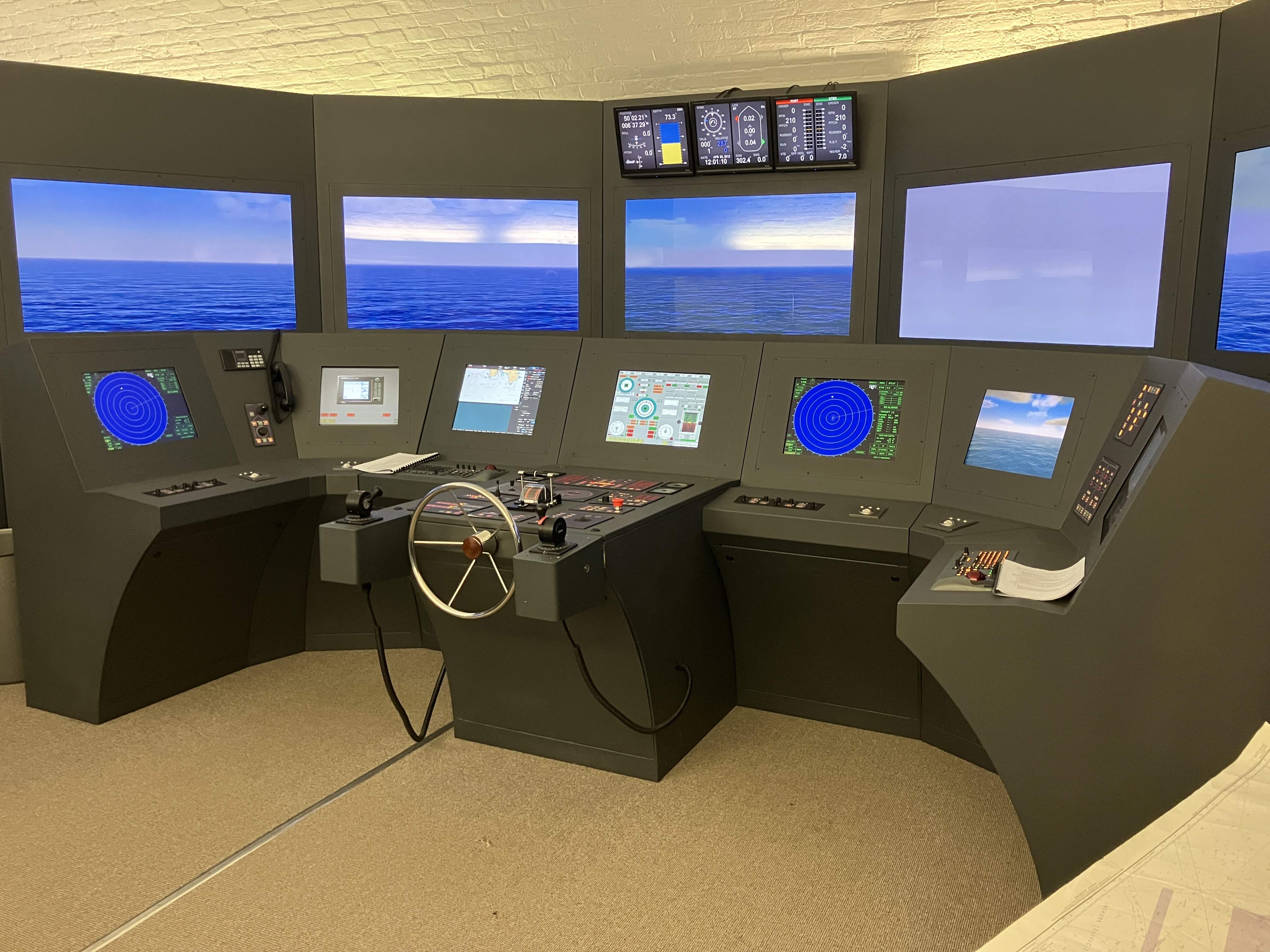 Plasma Screen repair on this 270-degree Transas bridge simulator.