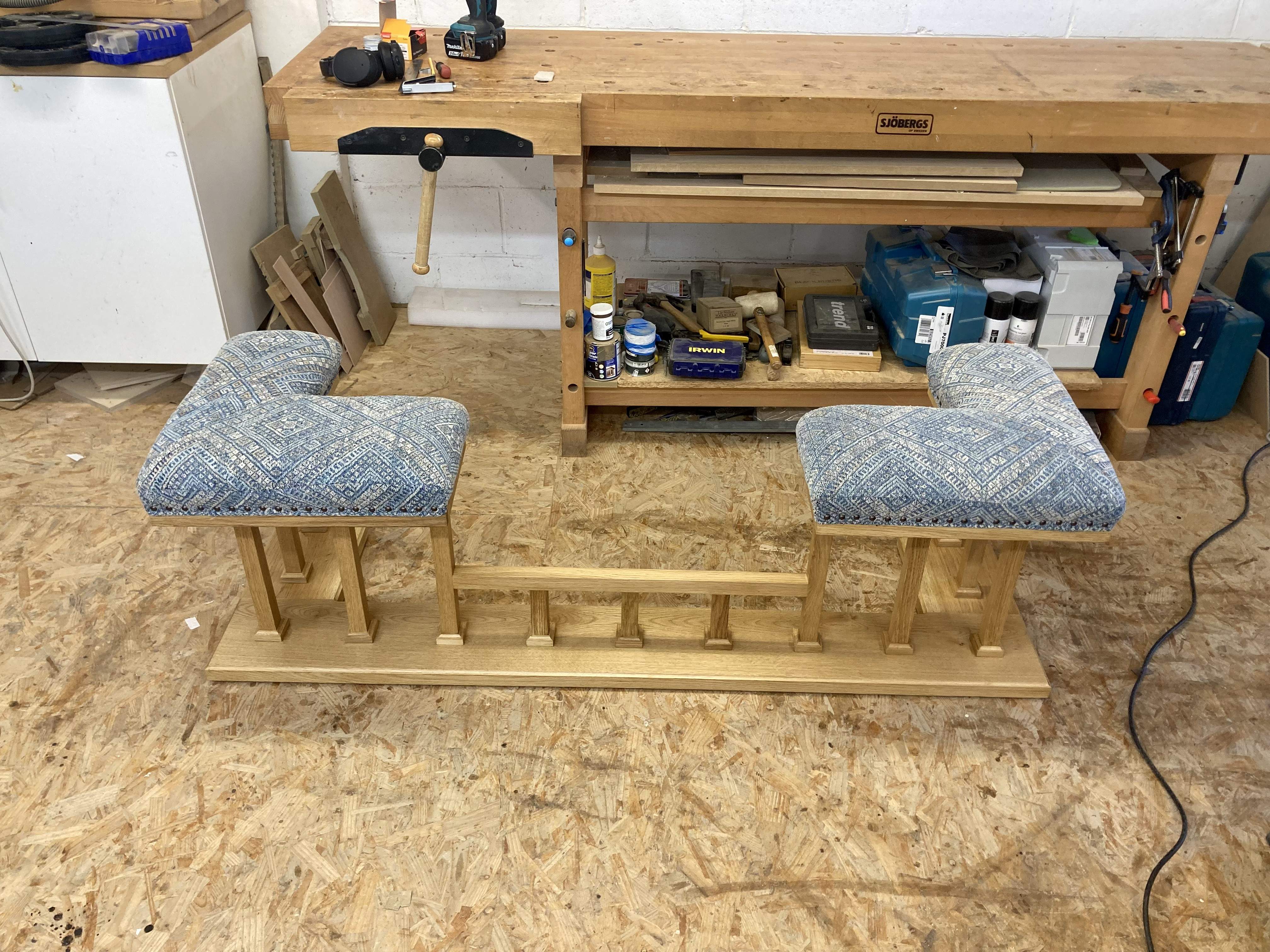Oak and upholstery