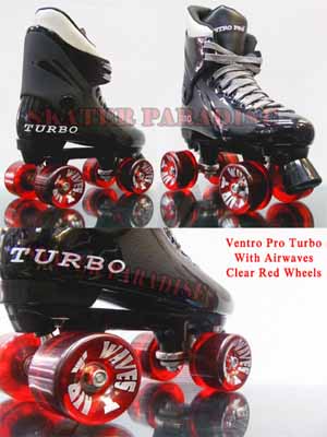 VENTRO PRO QUAD ROLLER SKATE Air Waves Black-Red Swirl Wheels