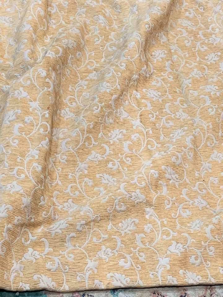 Shabby Chic Yellow Damask Interlined Curtains W124 D277