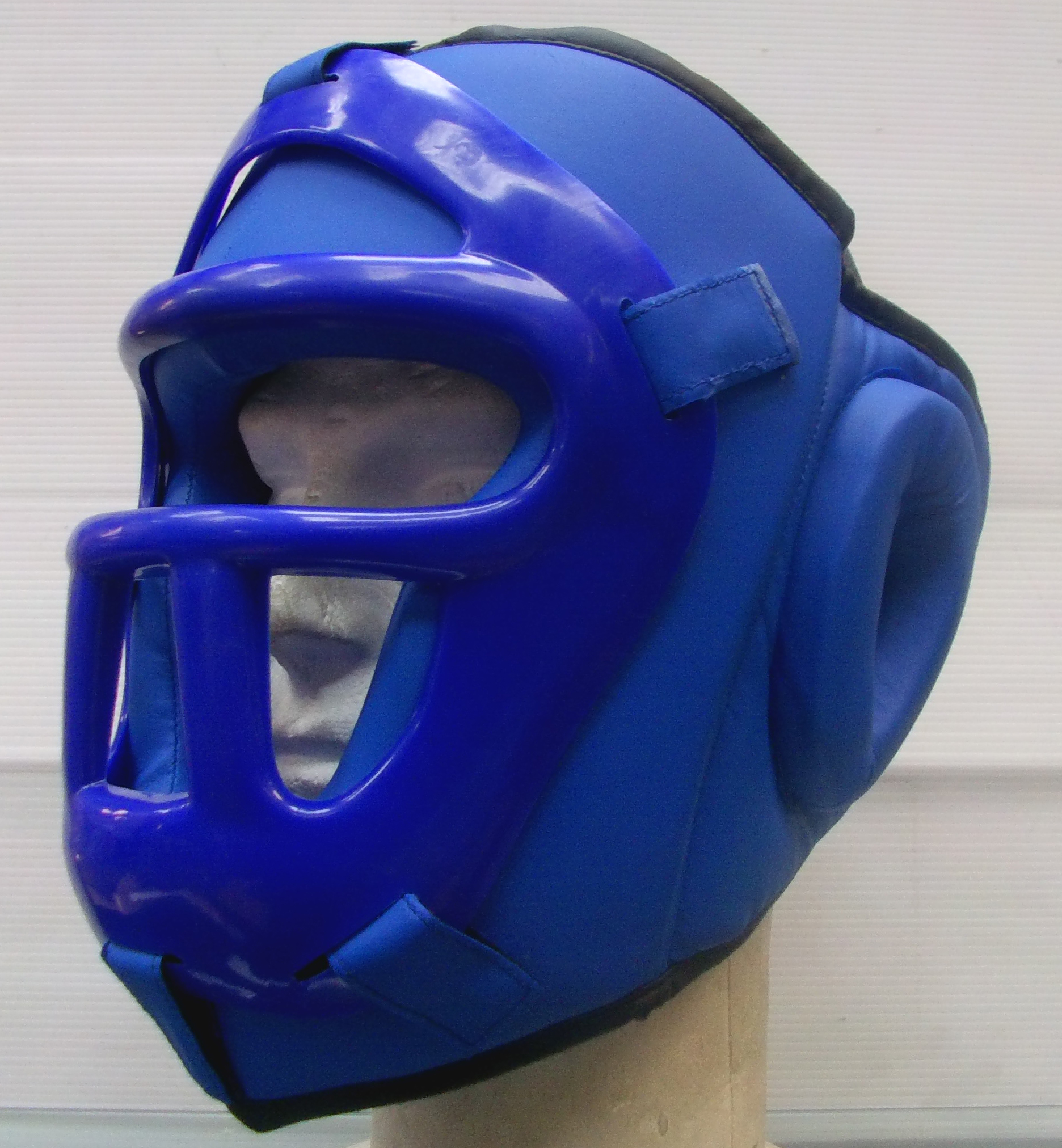 Head Guard Boxing MMA Martial Arts Kick Boxing Headgear with Face Protector Blue