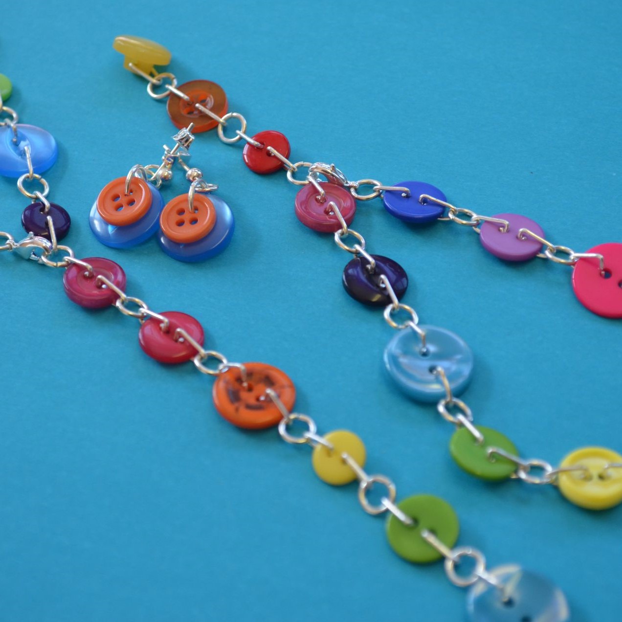 Rainbow Button Chain Bracelet