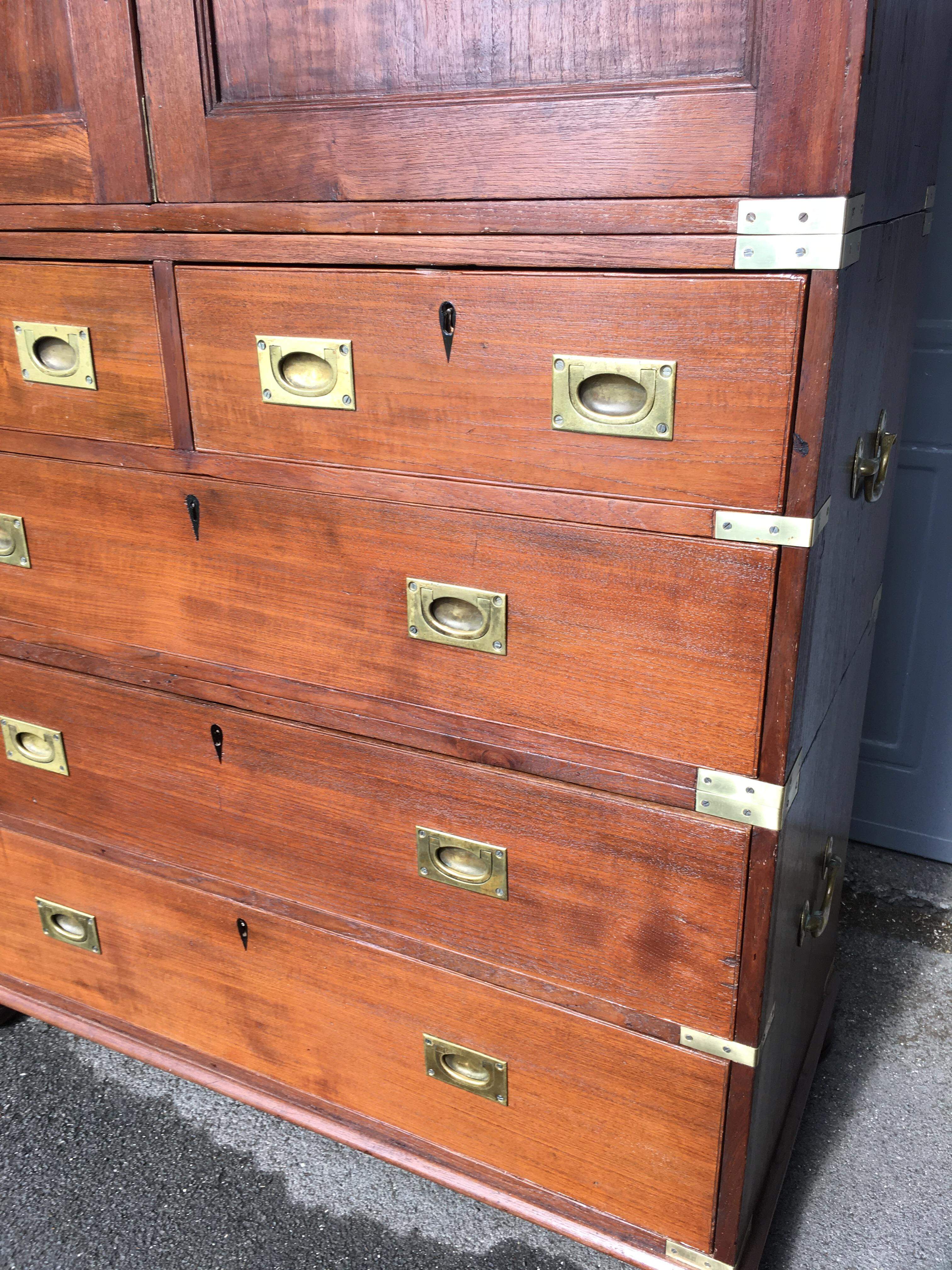 Military Campaign Chest with Cupboard Over c1860