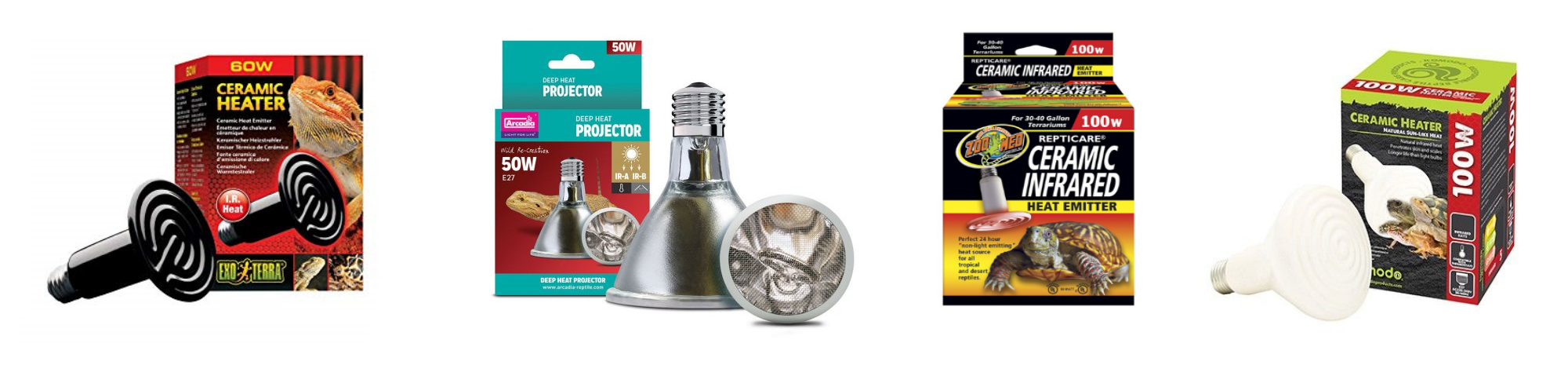 Selection of ceramic heat emitting bulbs