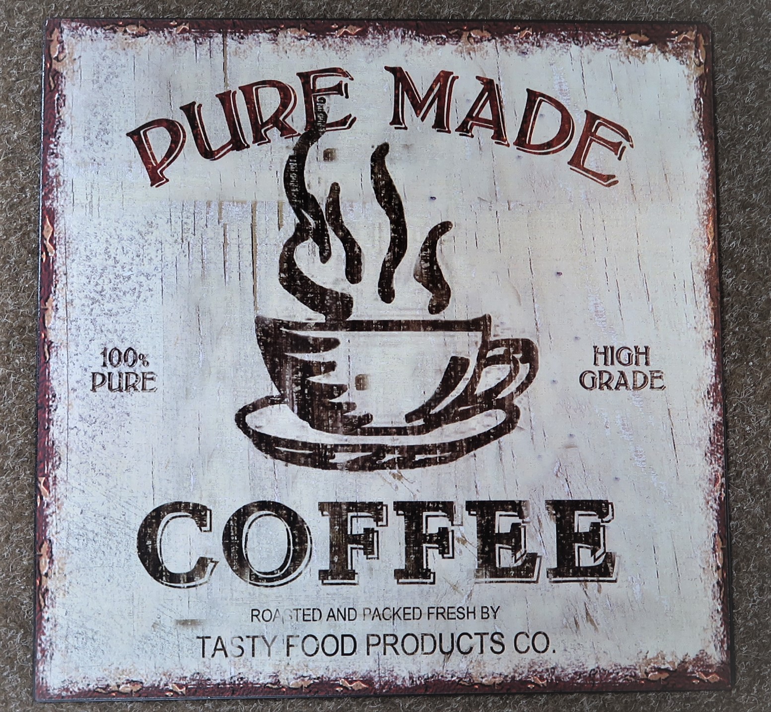 Tin wall art coffee sign