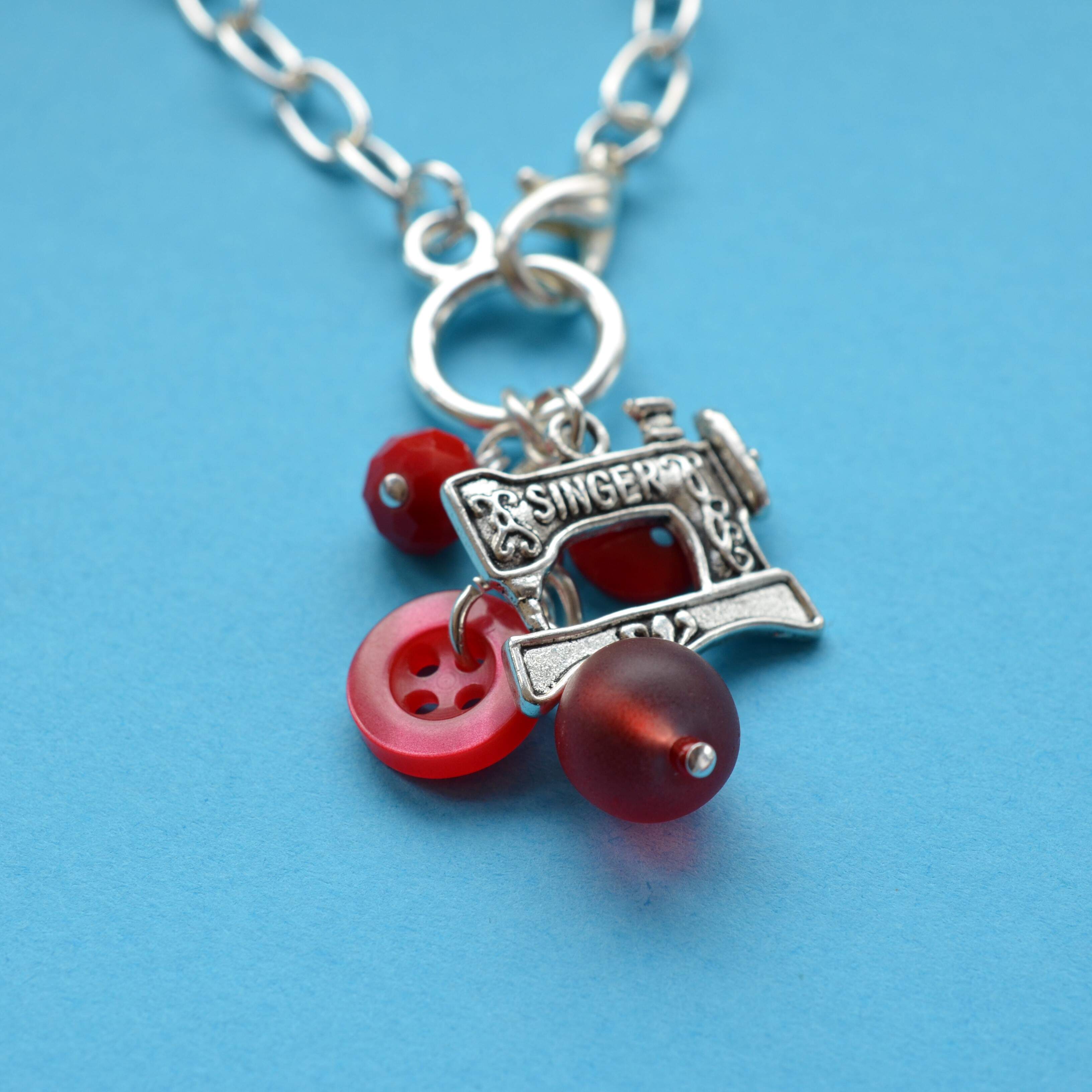 Sewing Machine Cluster Button Charm Bracelet