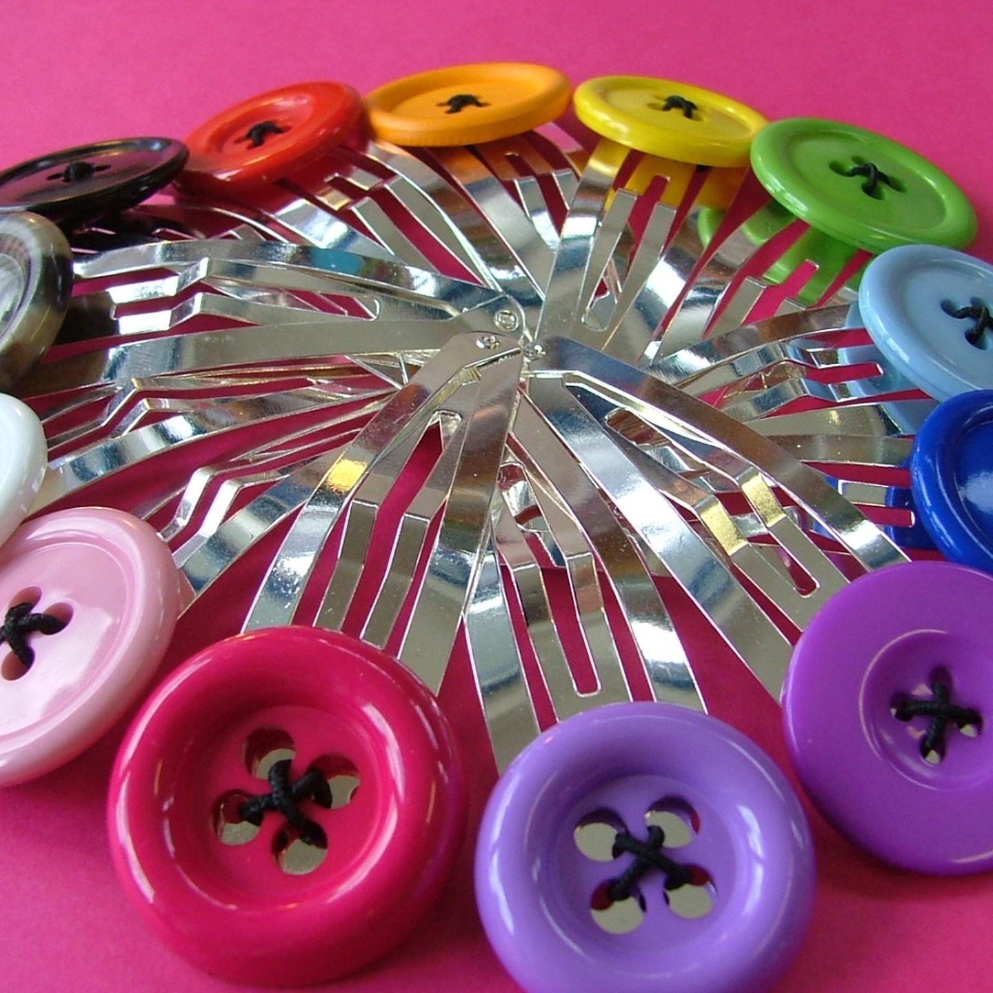 Coloured Jumbo Button Hair Clips