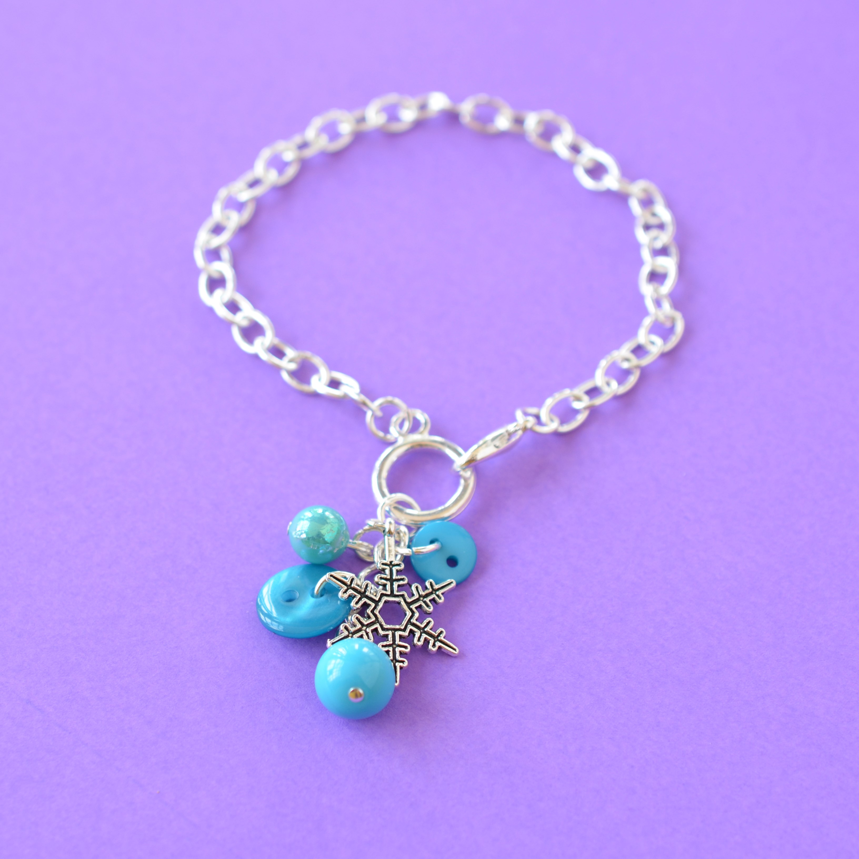 Turquoise Snowflake Cluster Charm Bracelet