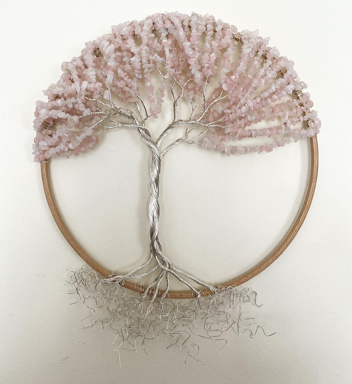 Silver and Rose Quartz tree of life