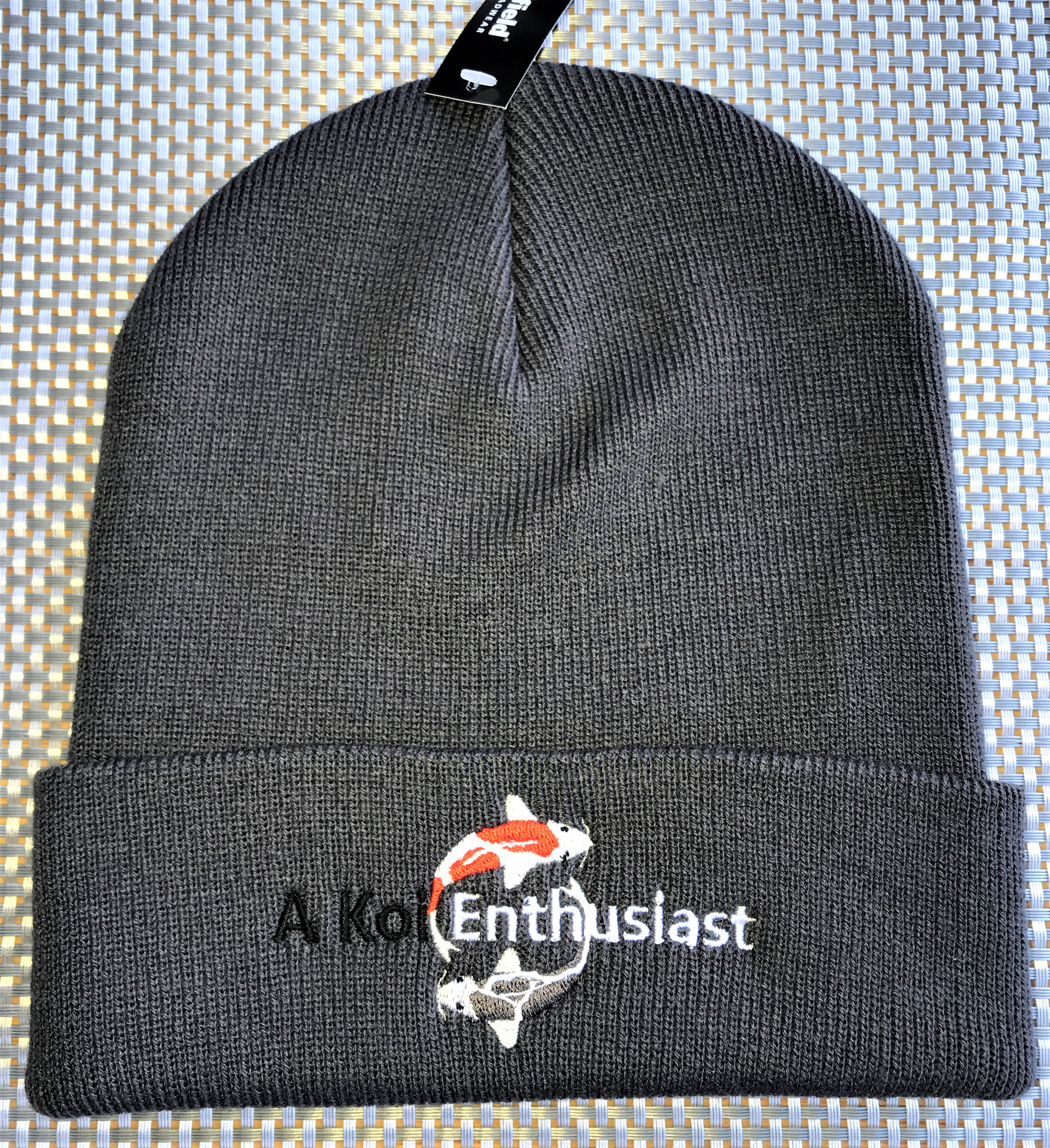 Graphite Grey Classic "A Koi Enthusiast" Embroidered Beanie