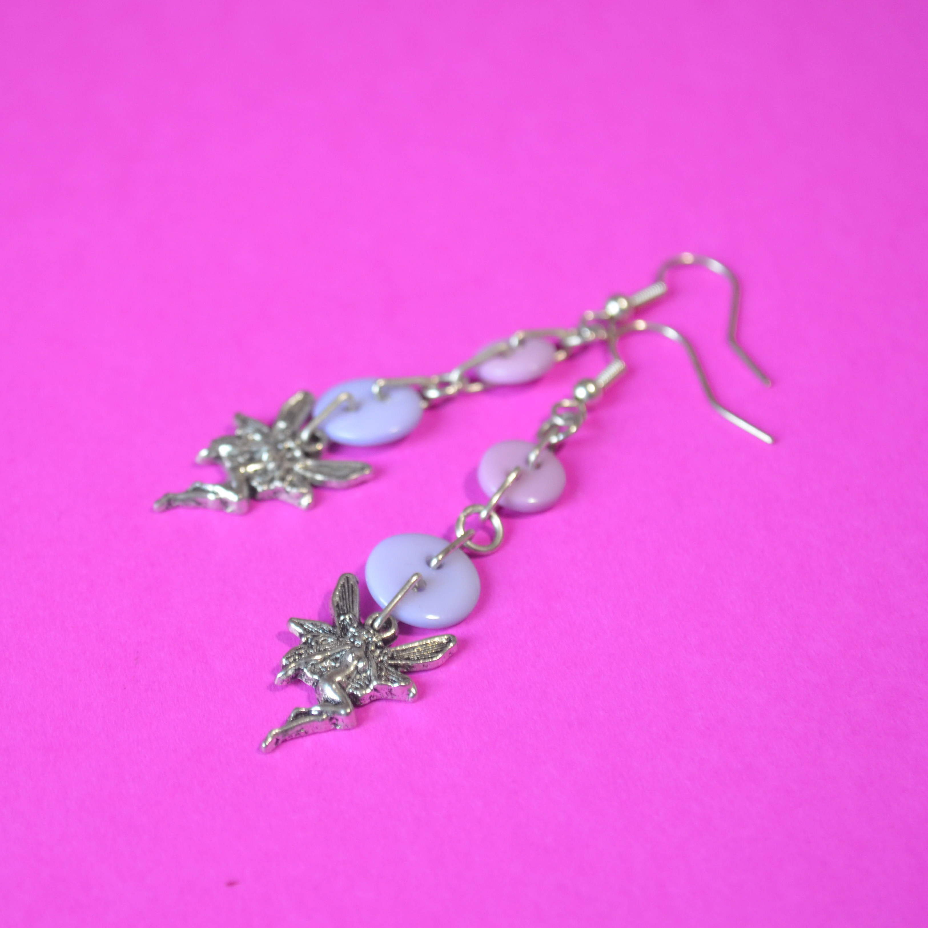 Fairy Two Button Charm Earrings