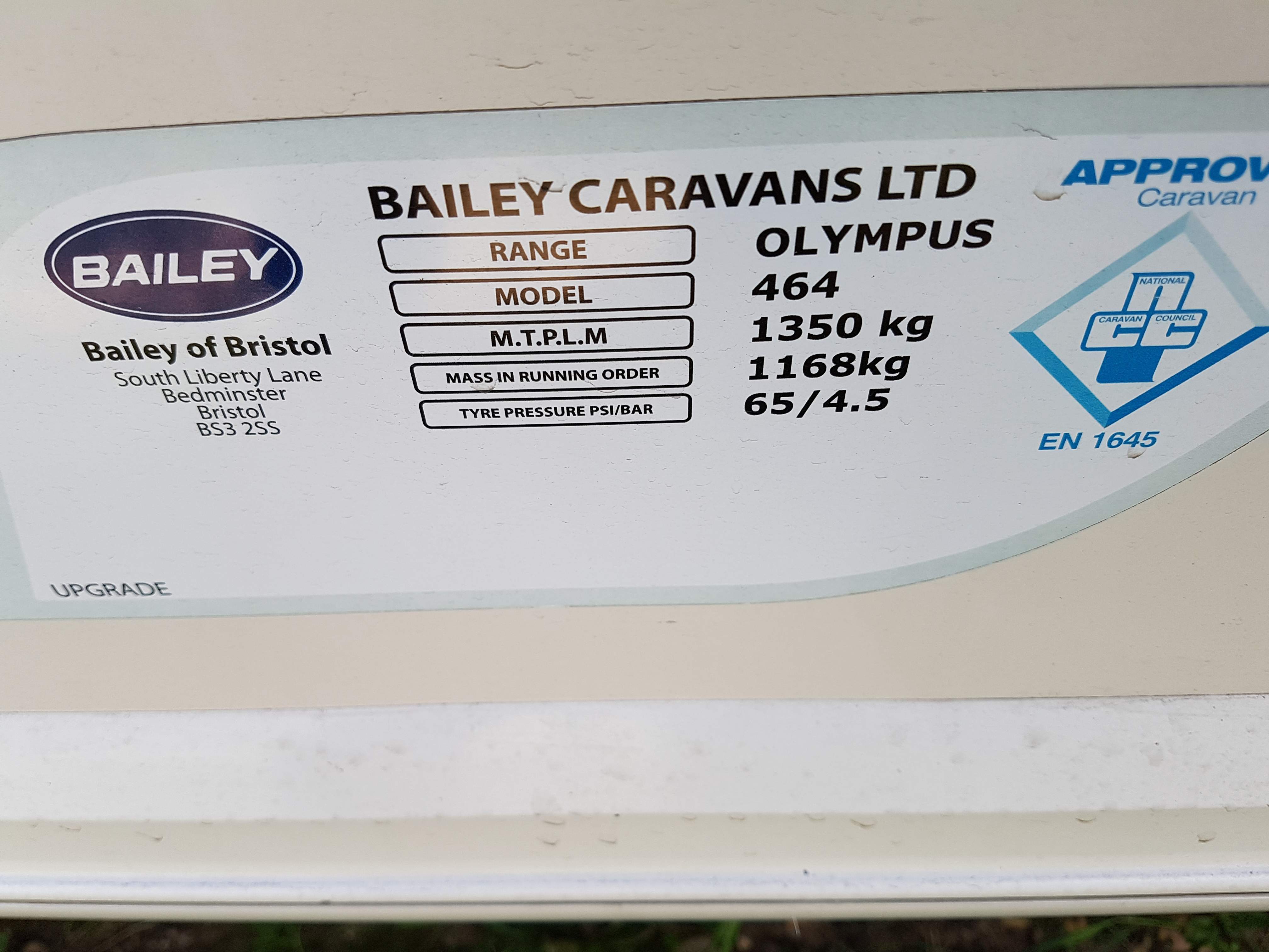 NOW SOLD 2011 Bailey Olypus 464 4 Berth FIXED BED End washroom Caravan