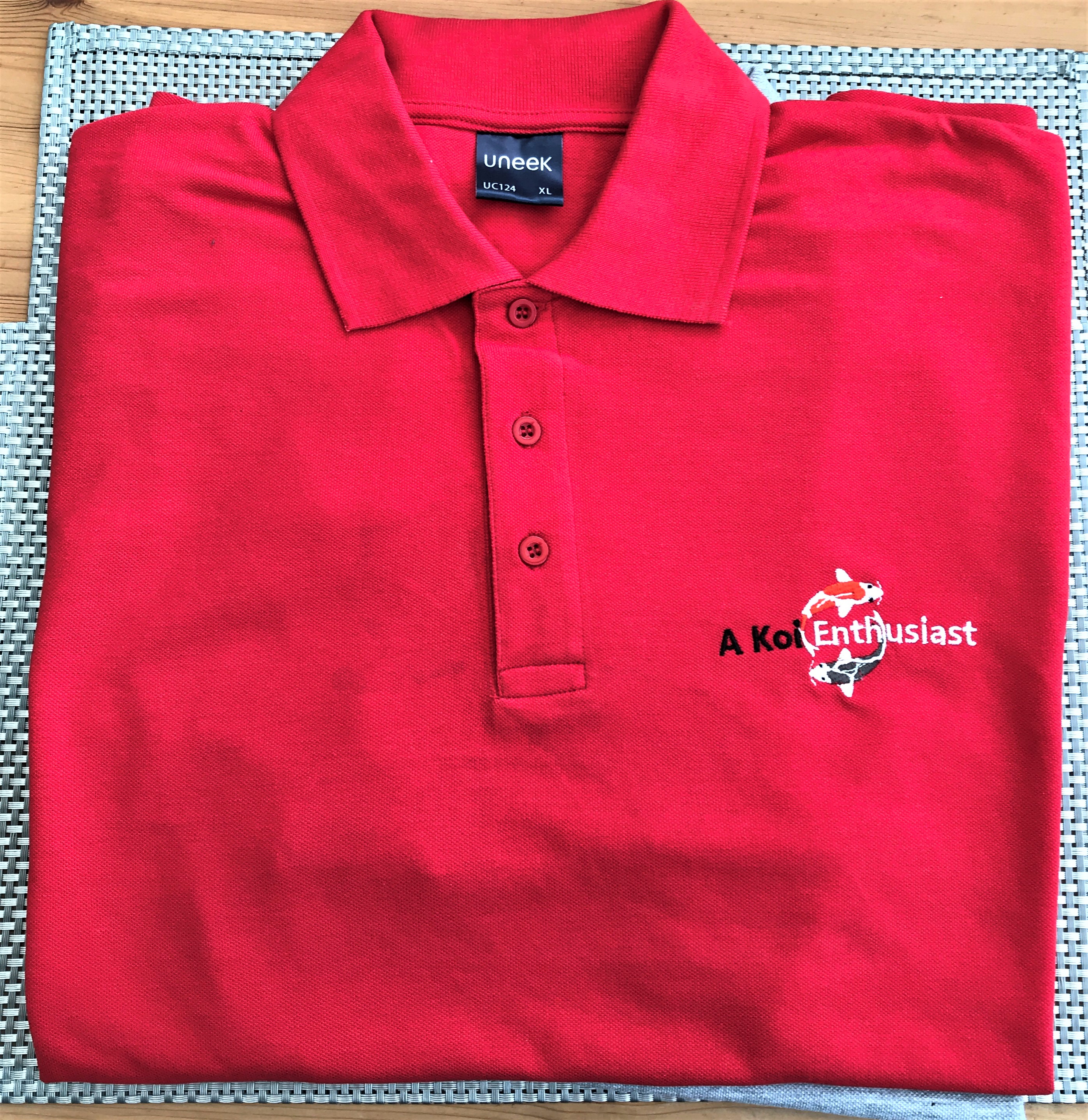 Red "A Koi Enthusiast" Embroidered Olympic Polo Shirt